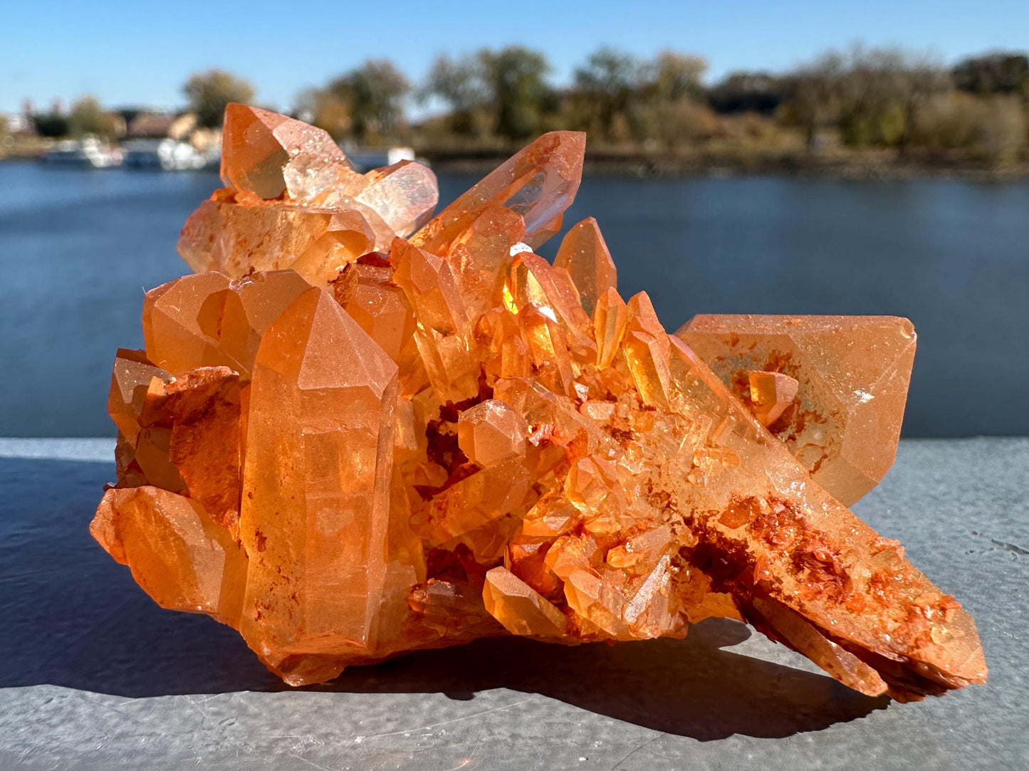 Beautiful Tangerine Quartz Cluster | Quartz Cluster | Raw Natural Crystal Cluster