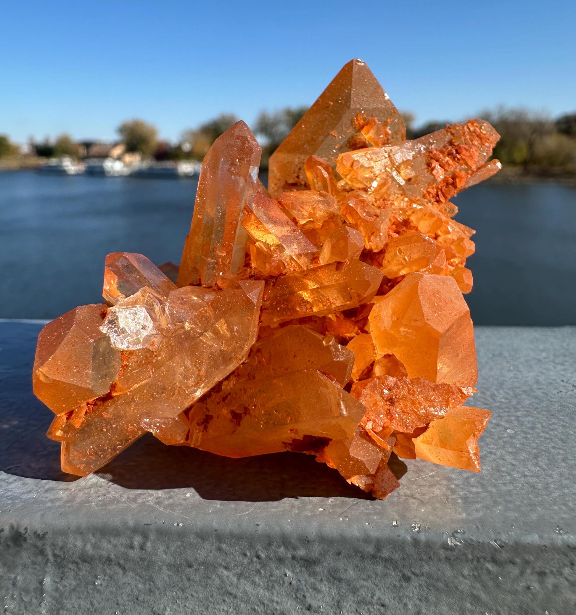 Beautiful Tangerine Quartz Cluster | Quartz Cluster | Raw Natural Crystal Cluster