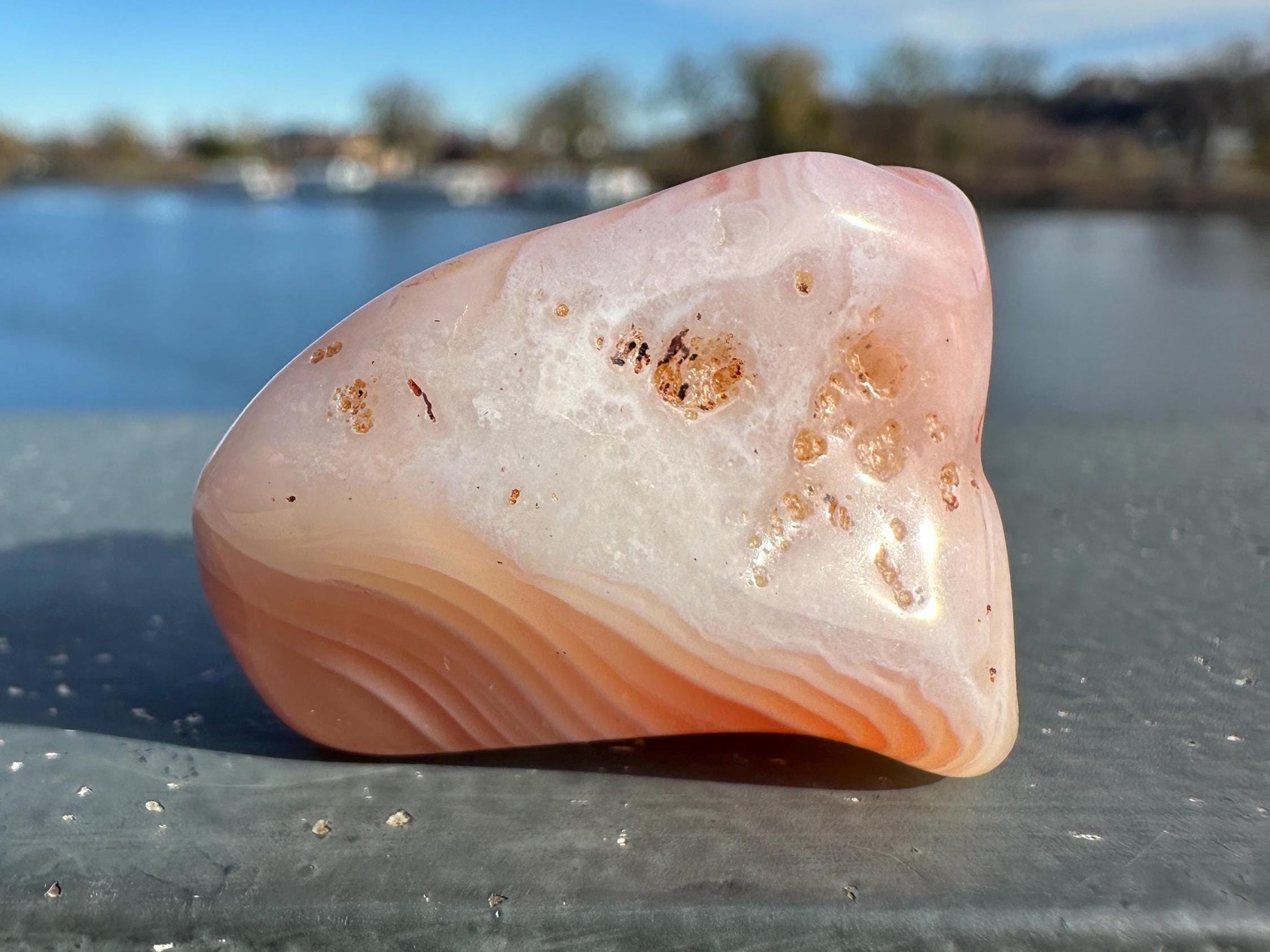 Large Apricot Agate Tumbled Stone