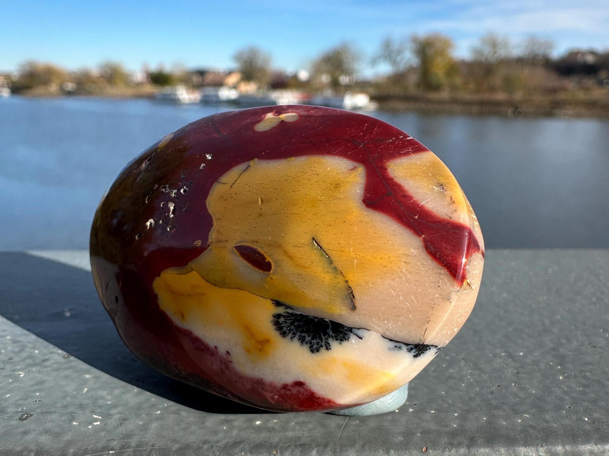 Gorgeous Natural Mookaite Jasper with Dendritic Agate Palm Stone