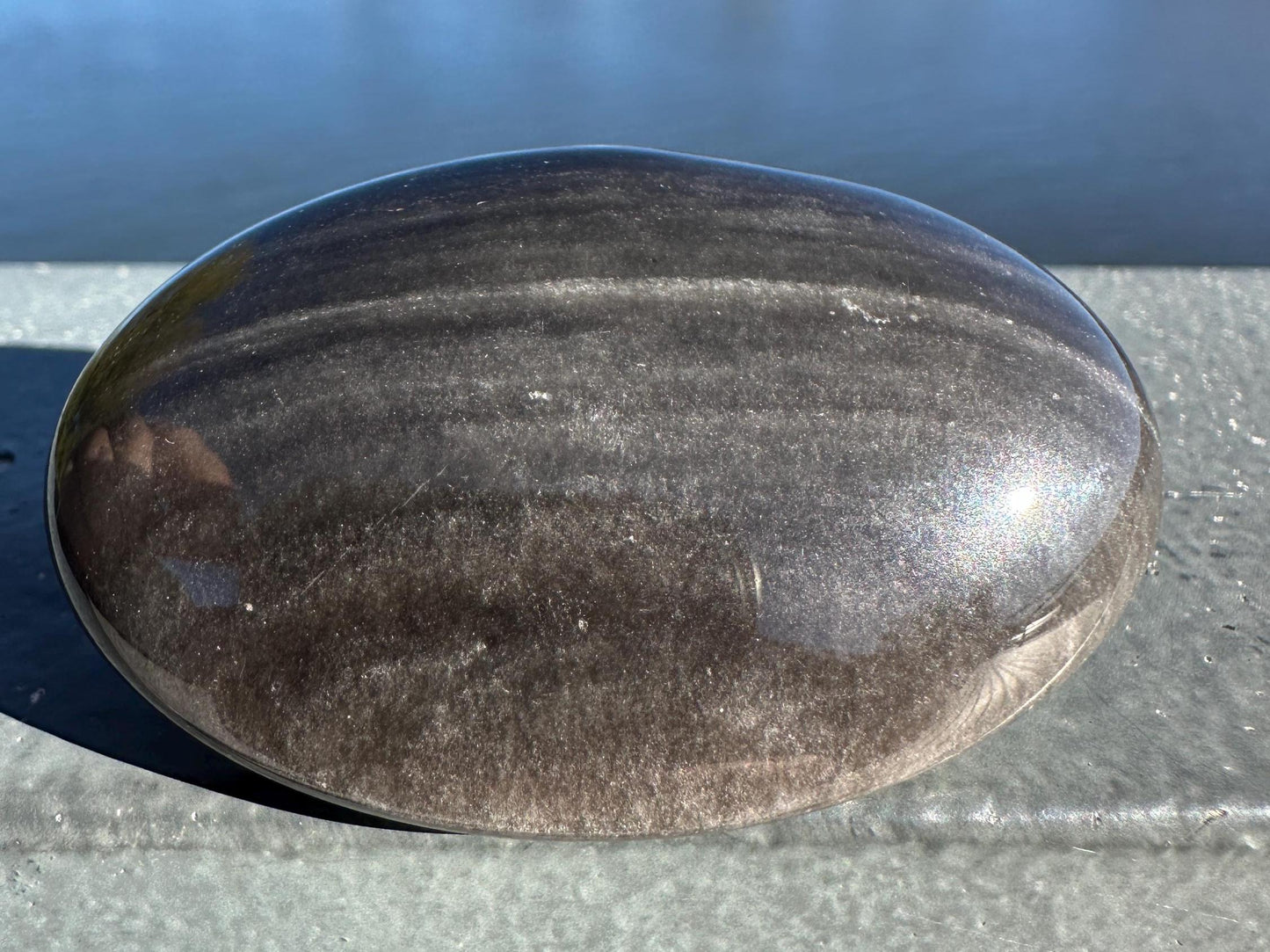 Silver Sheen Obsidian Palm Stone from Mexico