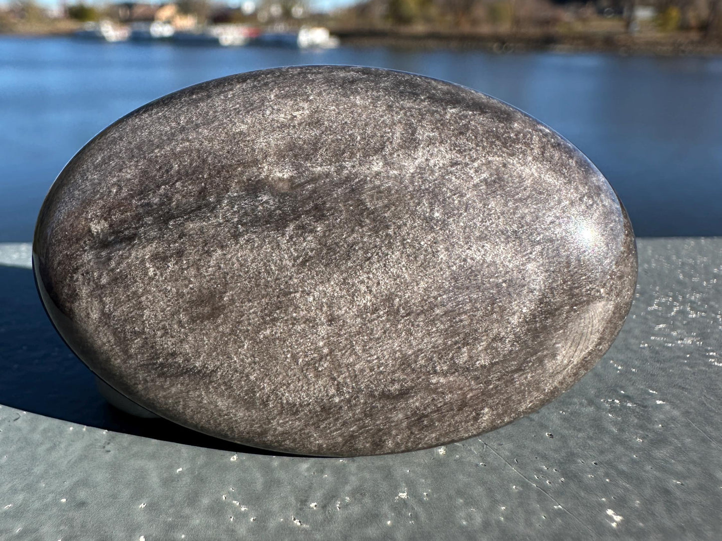 Silver Sheen Obsidian Palm Stone from Mexico