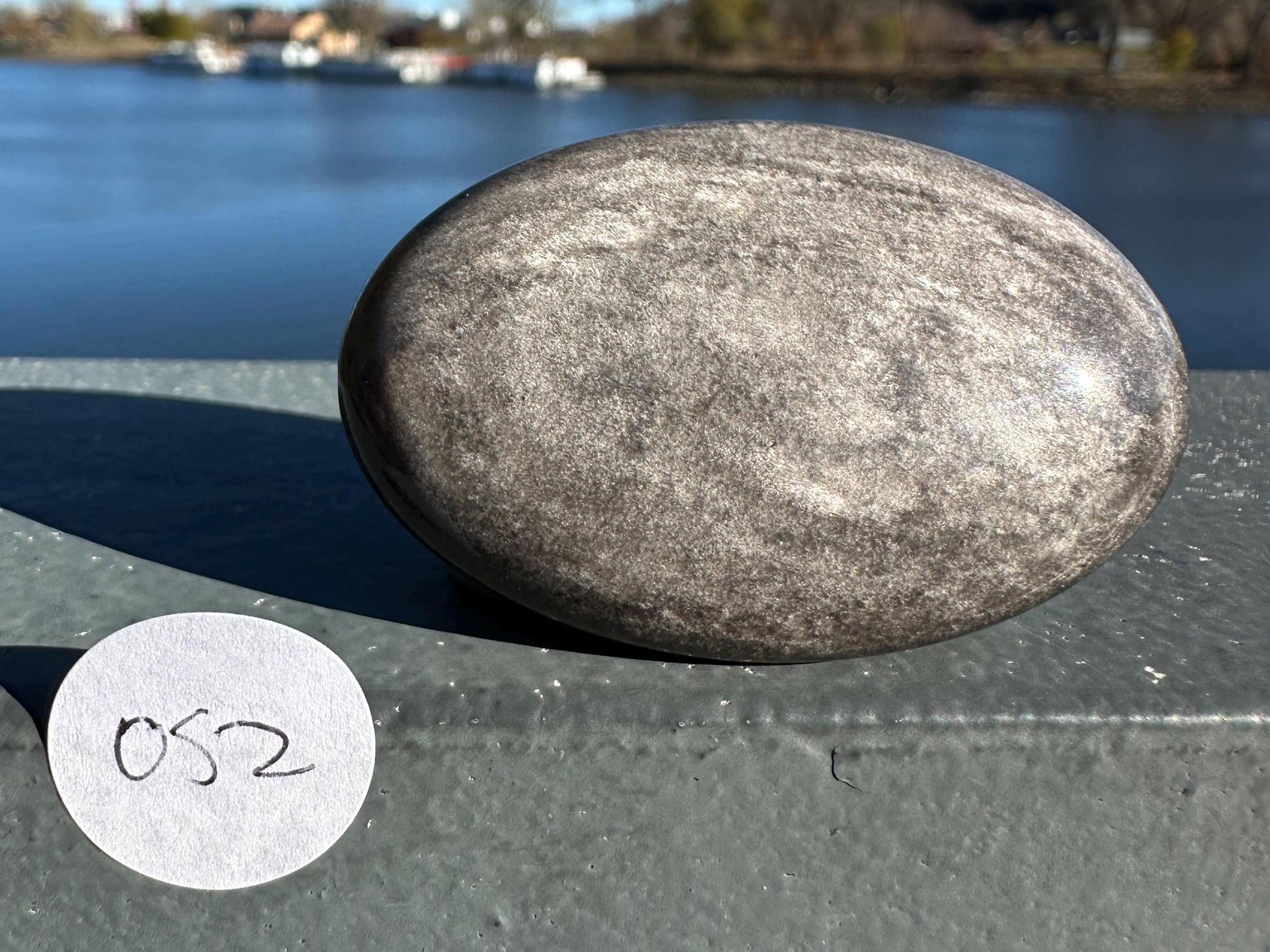 Silver Sheen Obsidian Palm Stone from Mexico