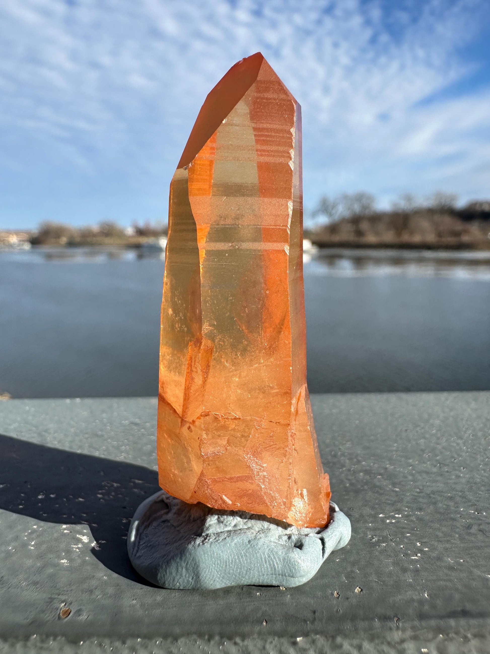 Stunning Rare Tangerine Lemurian Point