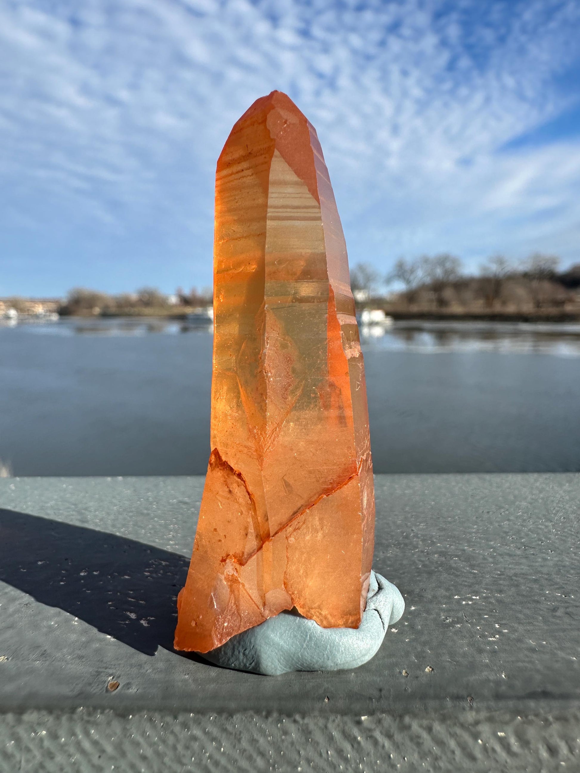 Stunning Rare Tangerine Lemurian Point