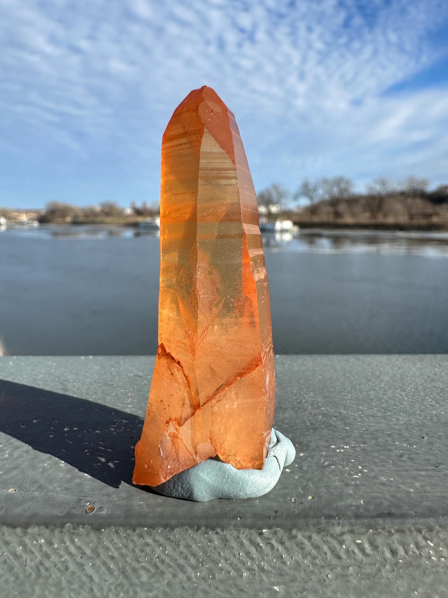 Stunning Rare Tangerine Lemurian Point