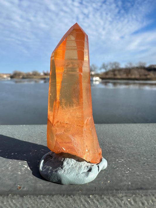 Stunning Rare Tangerine Lemurian Point