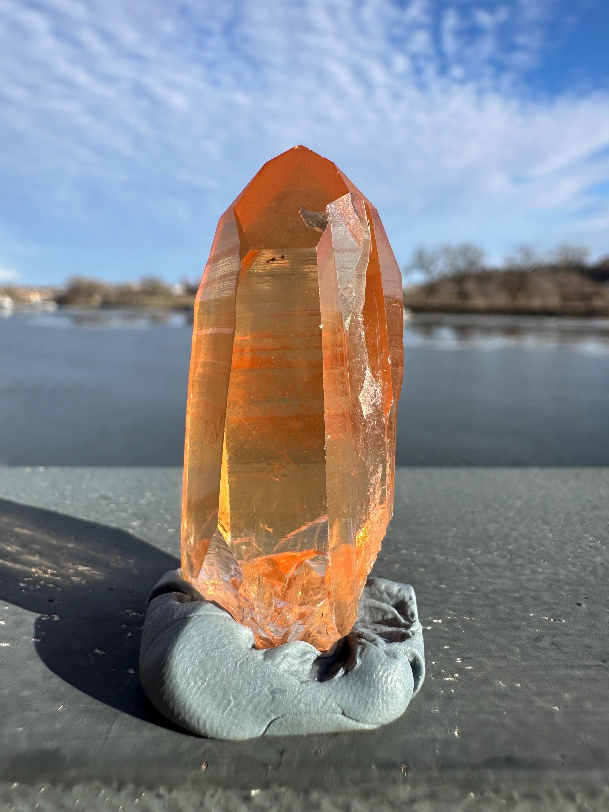 Stunning Rare Tangerine Lemurian Point