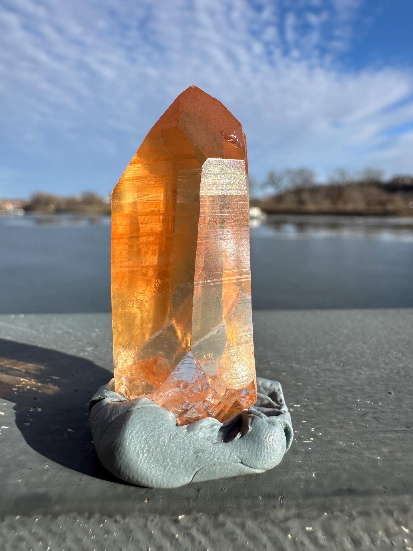 Stunning Rare Tangerine Lemurian Point