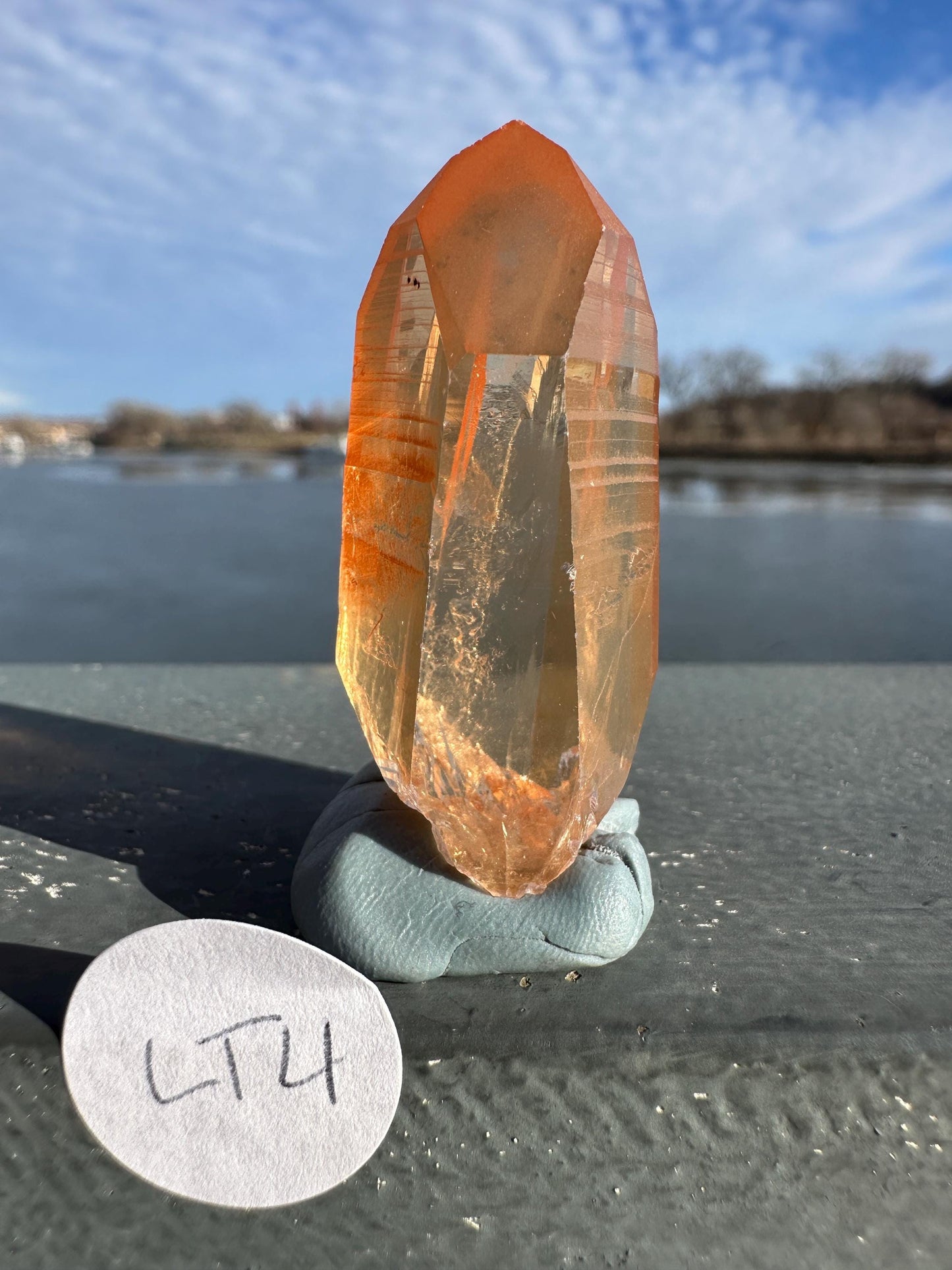 Stunning Rare Tangerine Lemurian Point