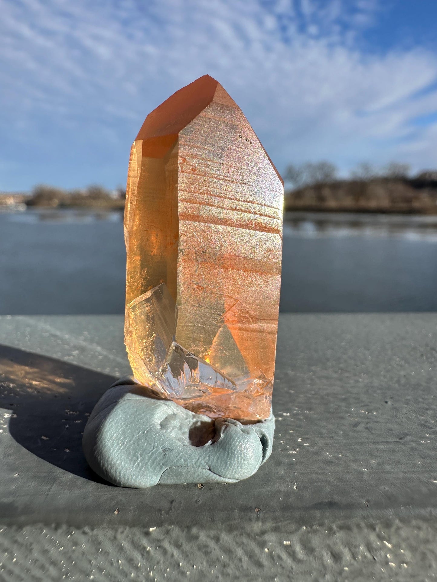 Stunning Rare Tangerine Lemurian Point