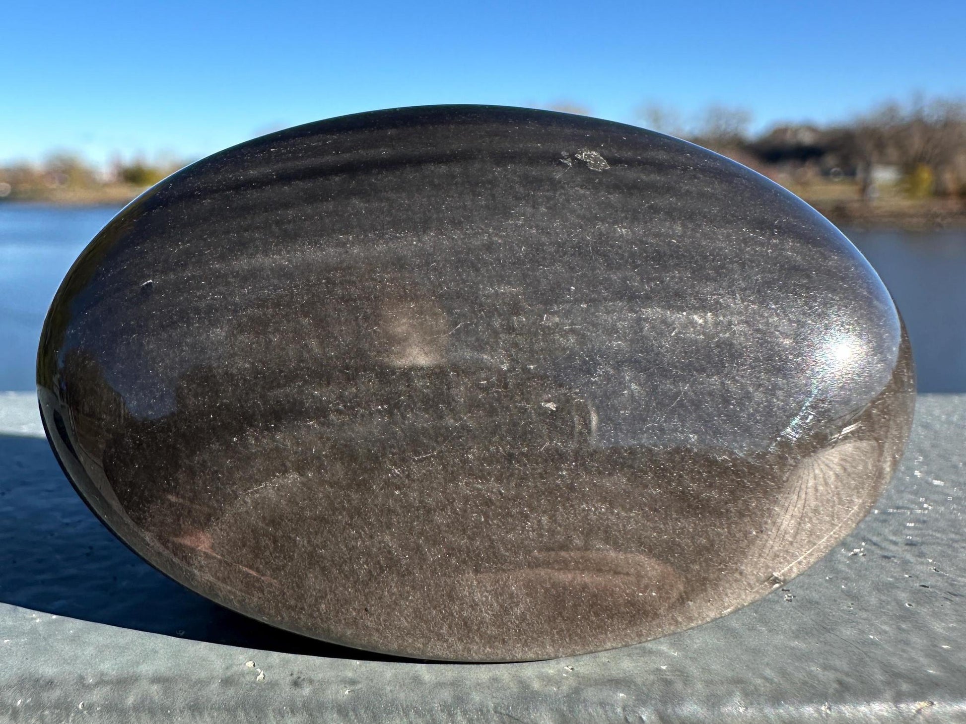 Silver Sheen Obsidian Palm Stone from Mexico