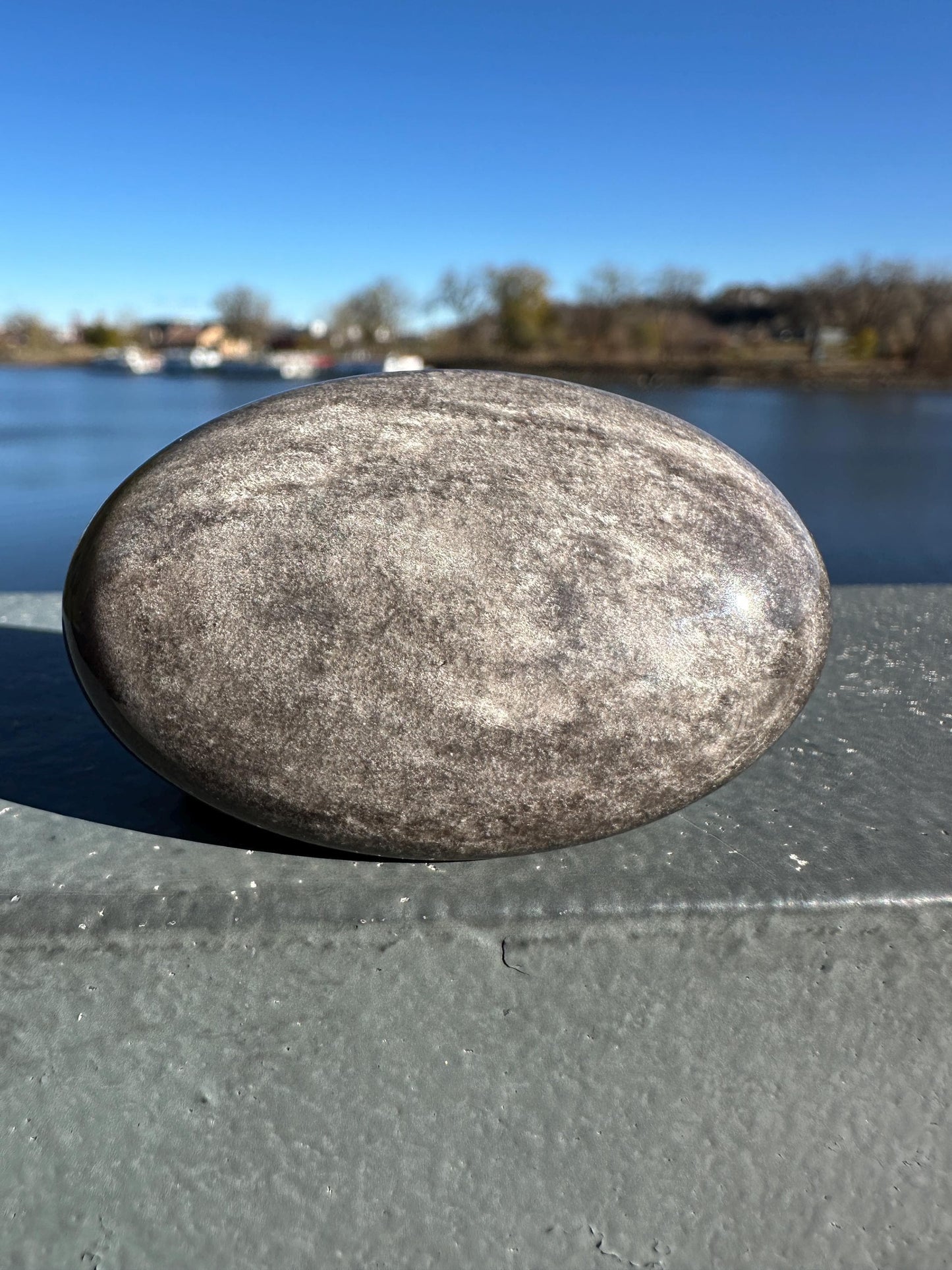 Silver Sheen Obsidian Palm Stone from Mexico