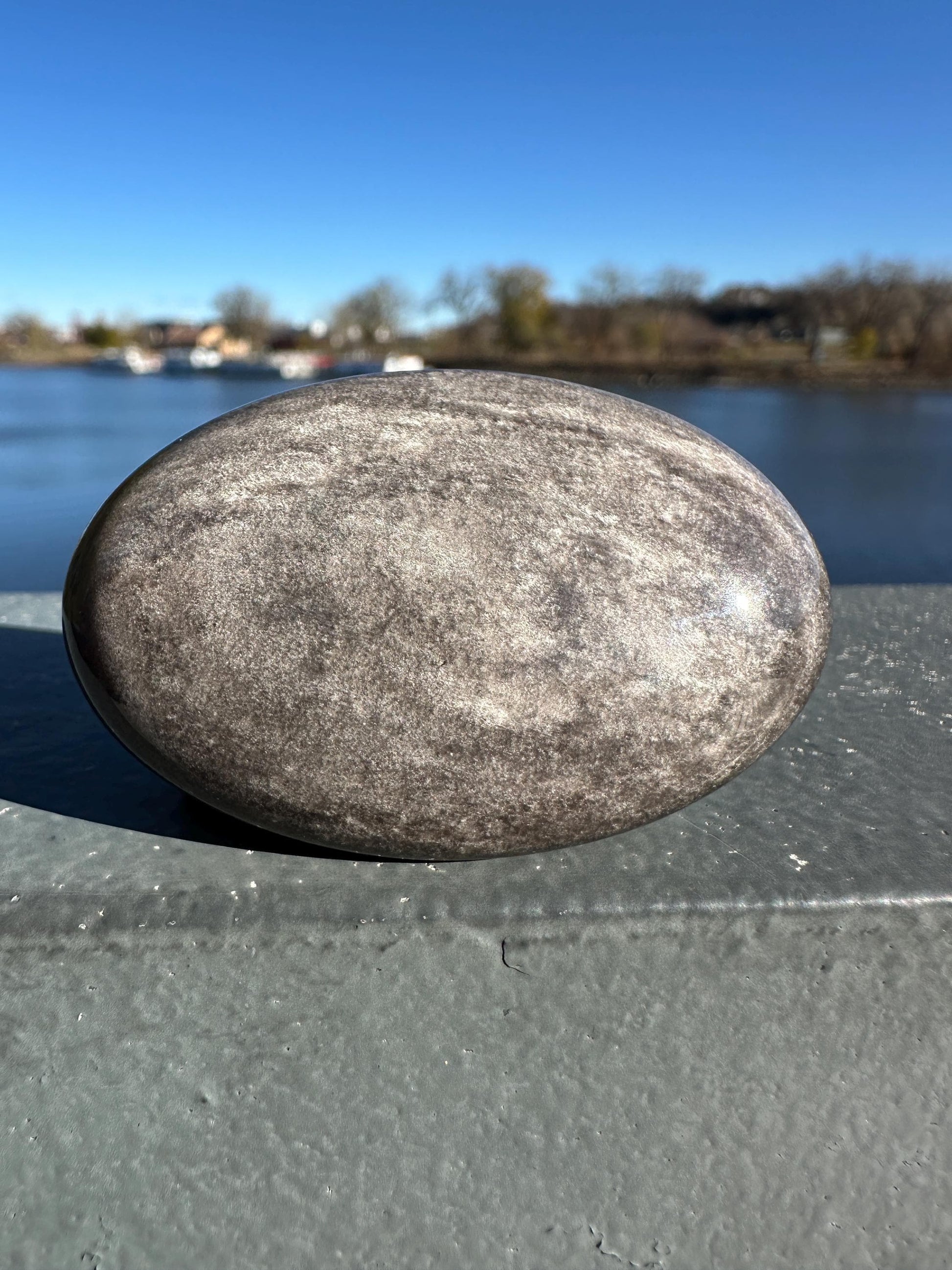 Silver Sheen Obsidian Palm Stone from Mexico