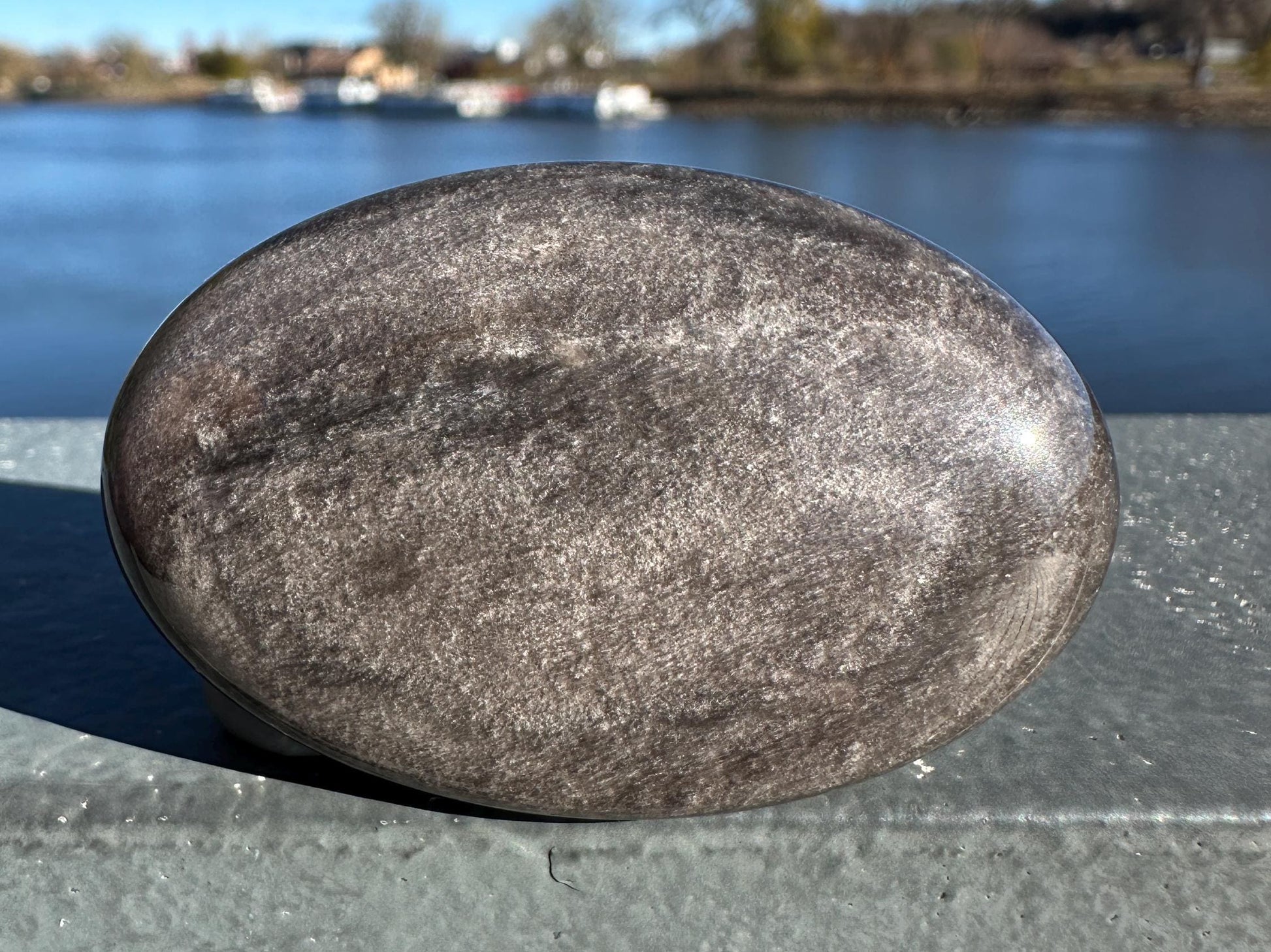 Silver Sheen Obsidian Palm Stone from Mexico