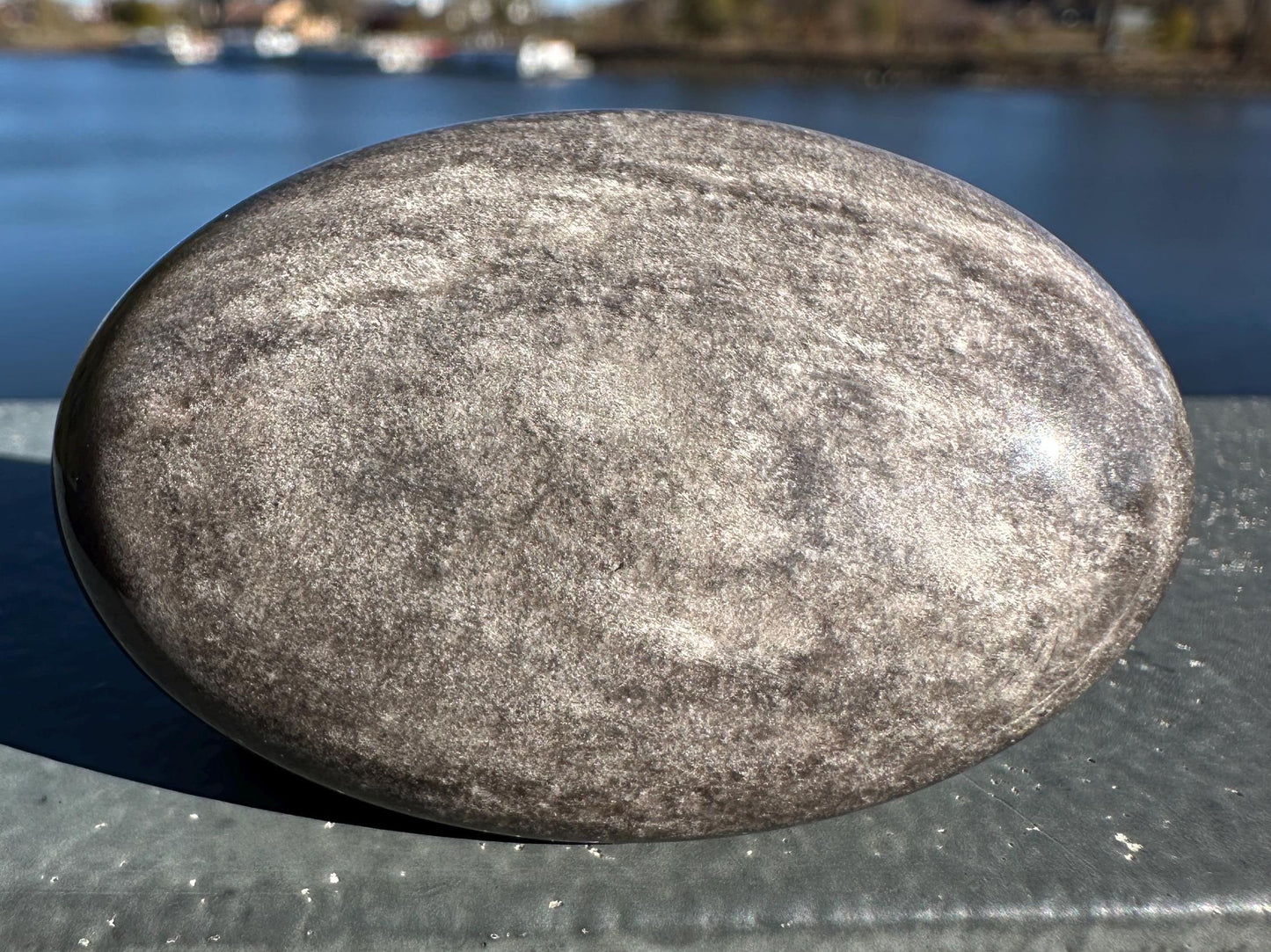 Silver Sheen Obsidian Palm Stone from Mexico