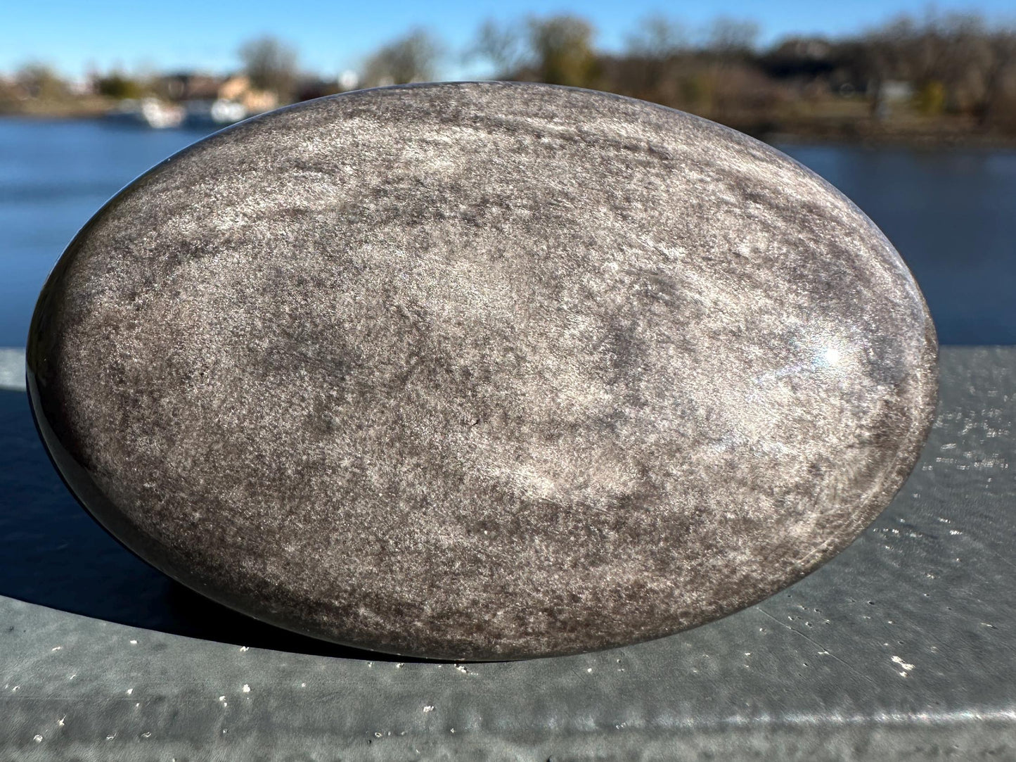 Silver Sheen Obsidian Palm Stone from Mexico