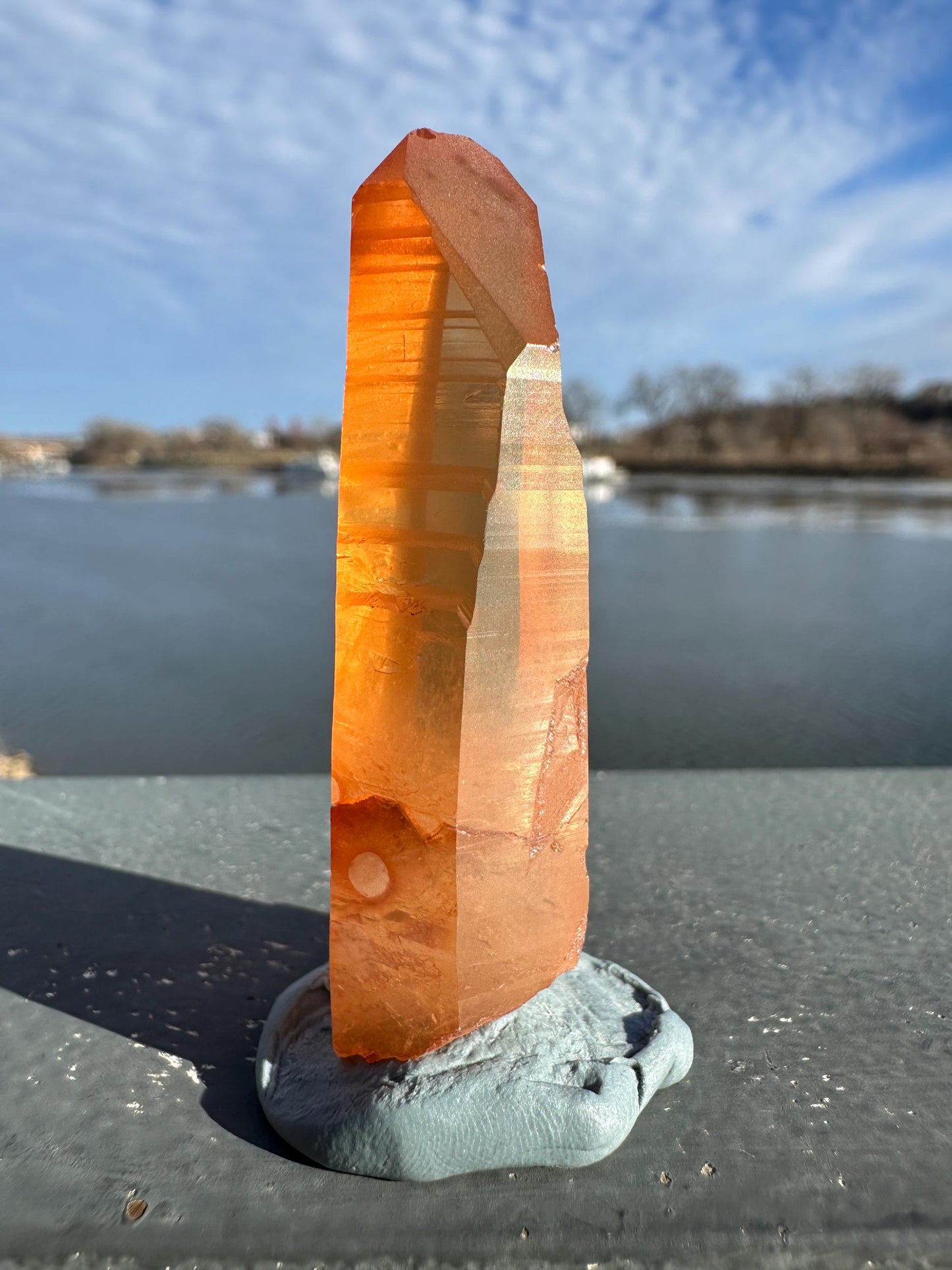 Stunning Rare Tangerine Lemurian Point