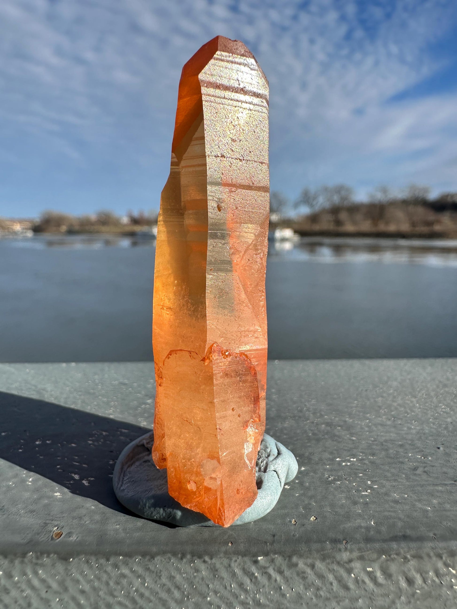 Stunning Rare Tangerine Lemurian Point