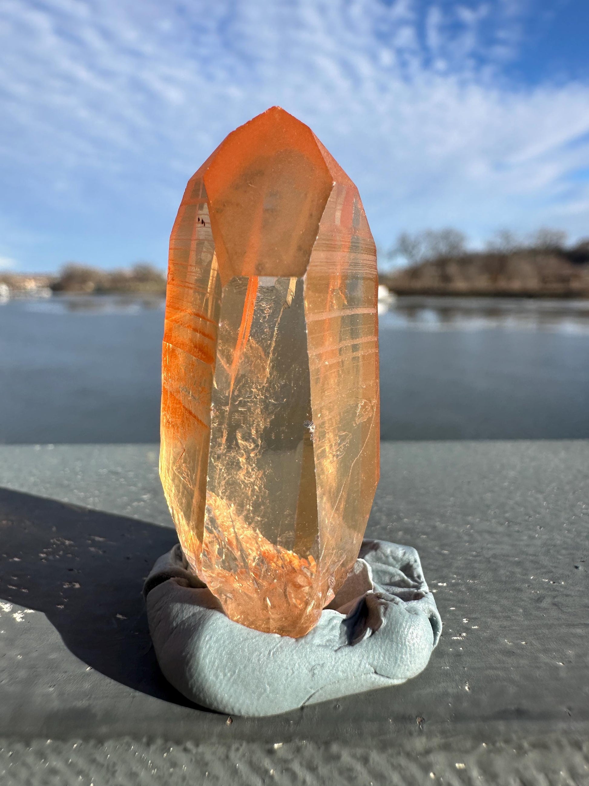 Stunning Rare Tangerine Lemurian Point