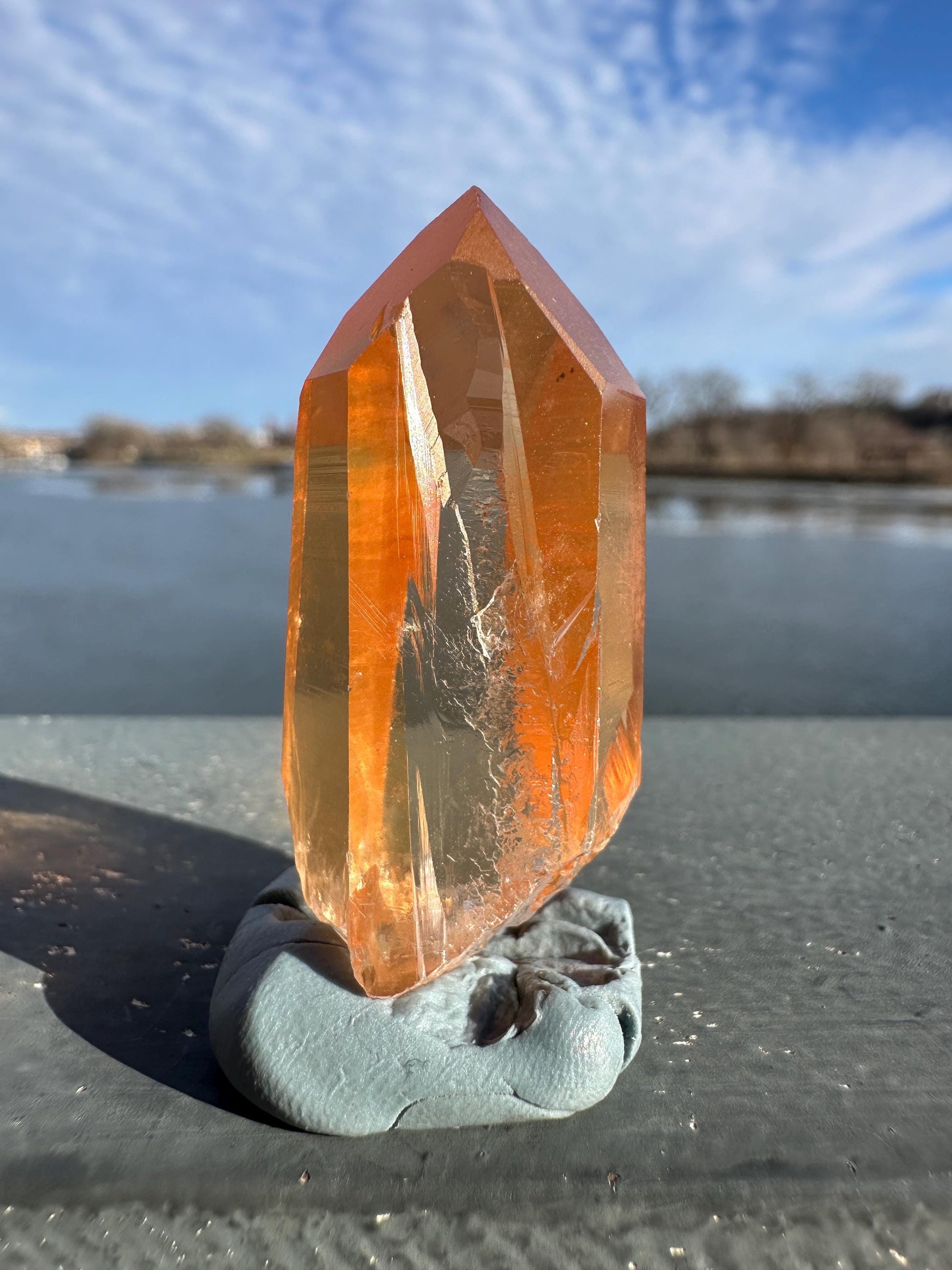 Stunning Rare Tangerine Lemurian Point