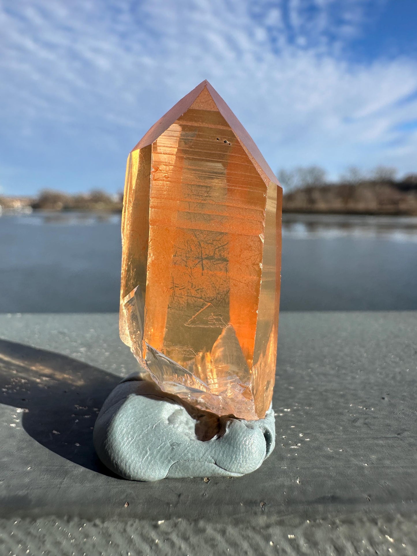 Stunning Rare Tangerine Lemurian Point