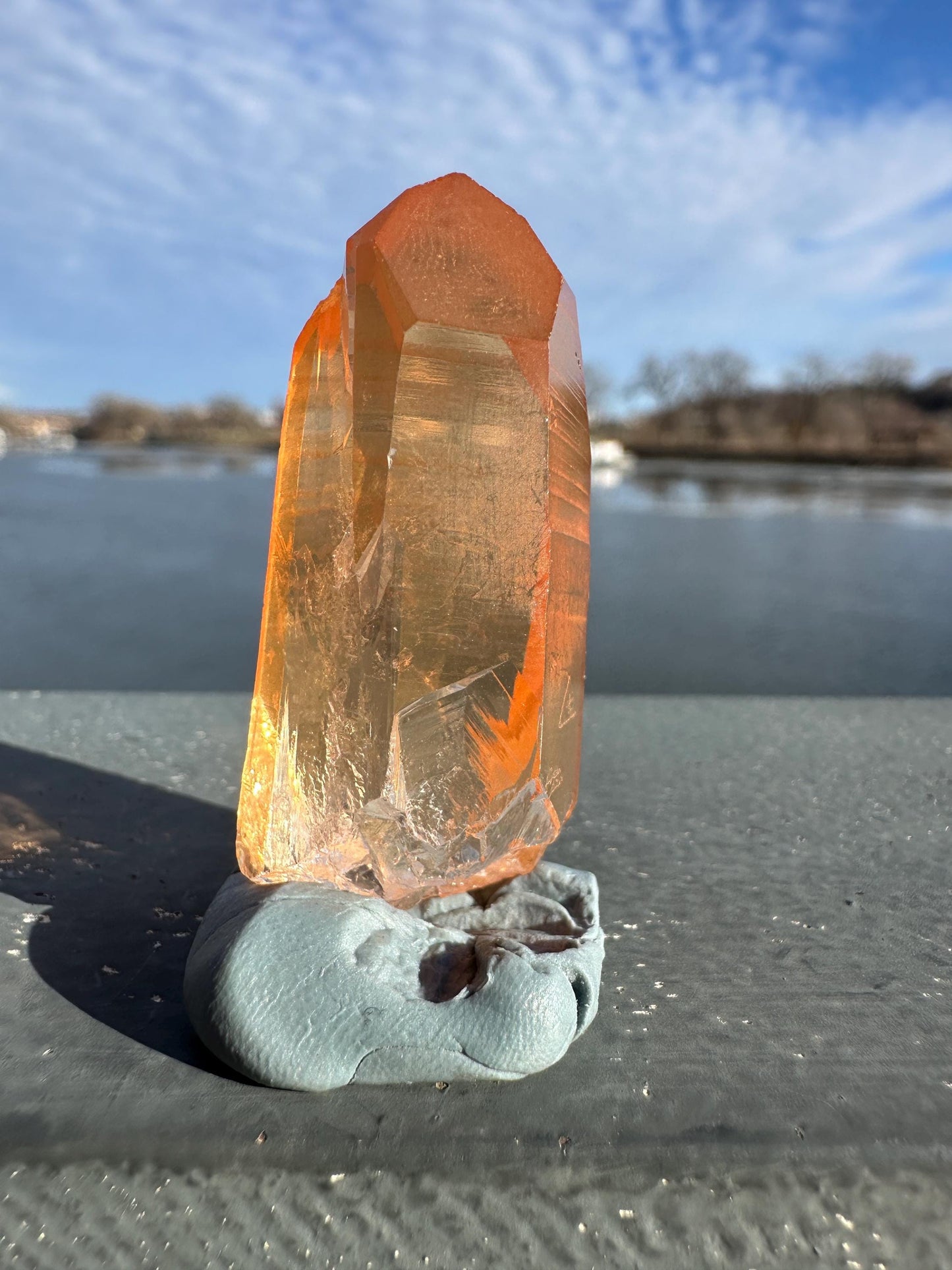 Stunning Rare Tangerine Lemurian Point