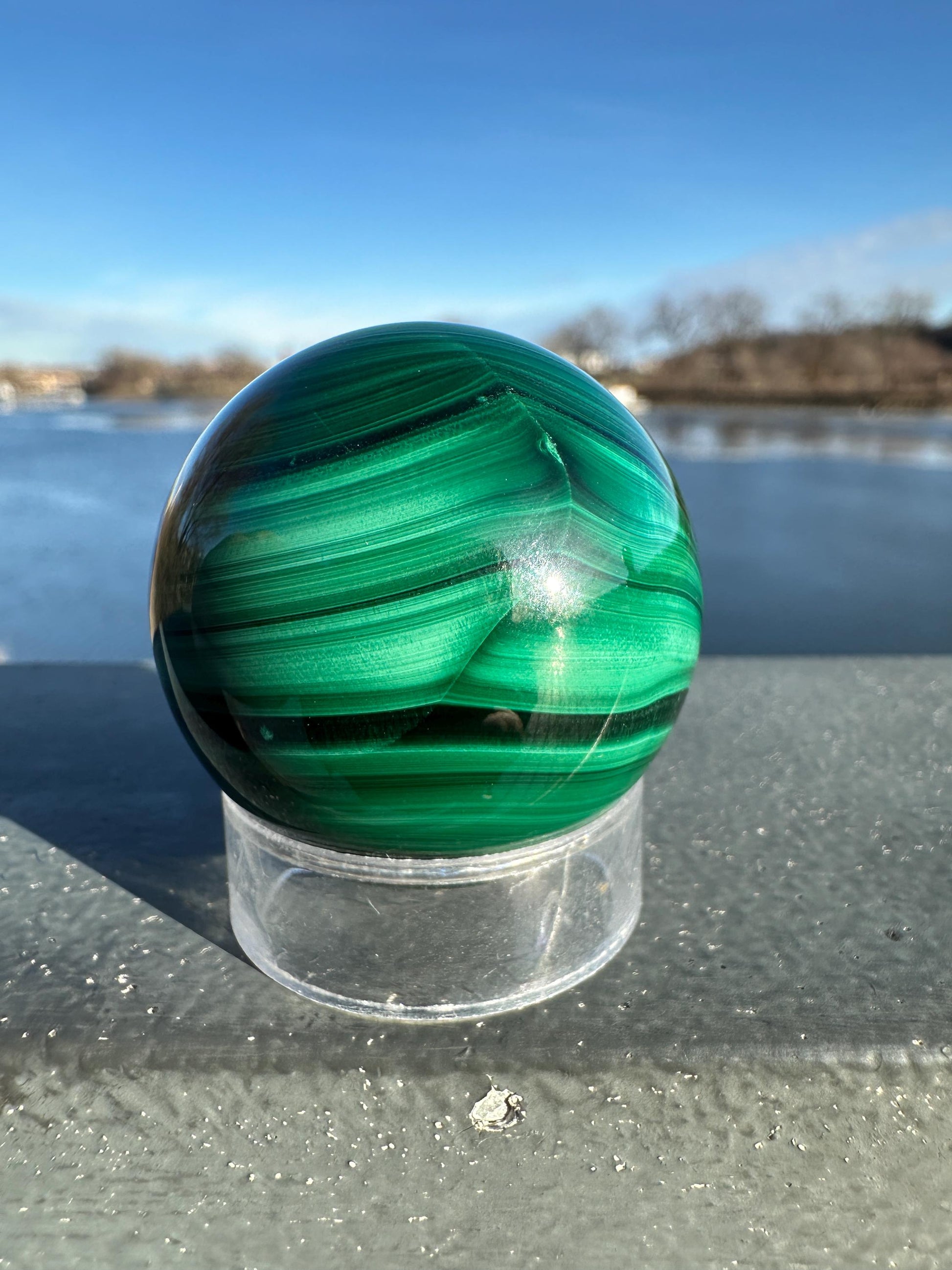 38mm Malachite Sphere With Eye