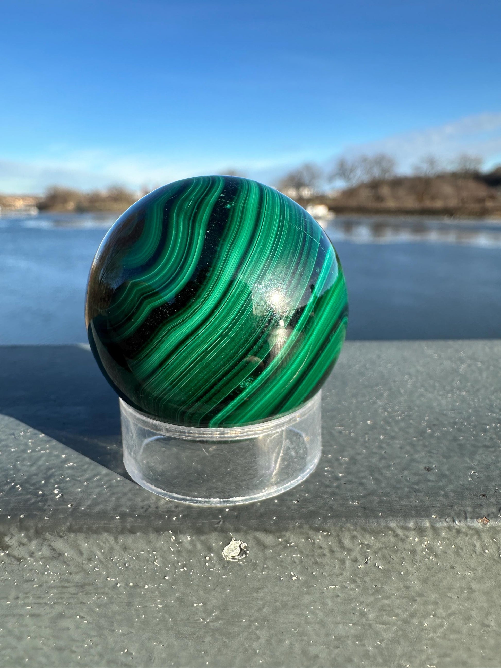38mm Malachite Sphere With Eye