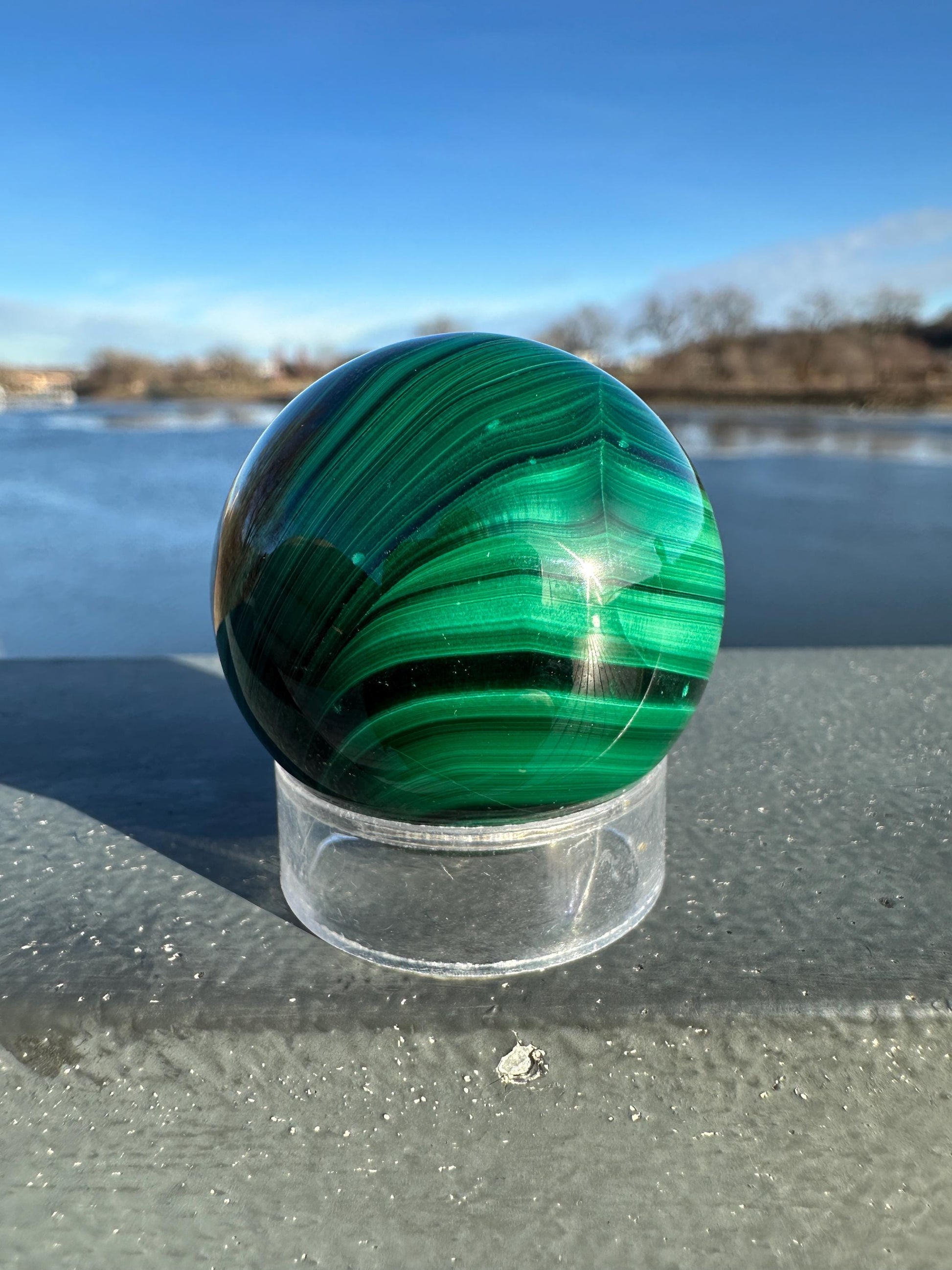 38mm Malachite Sphere With Eye