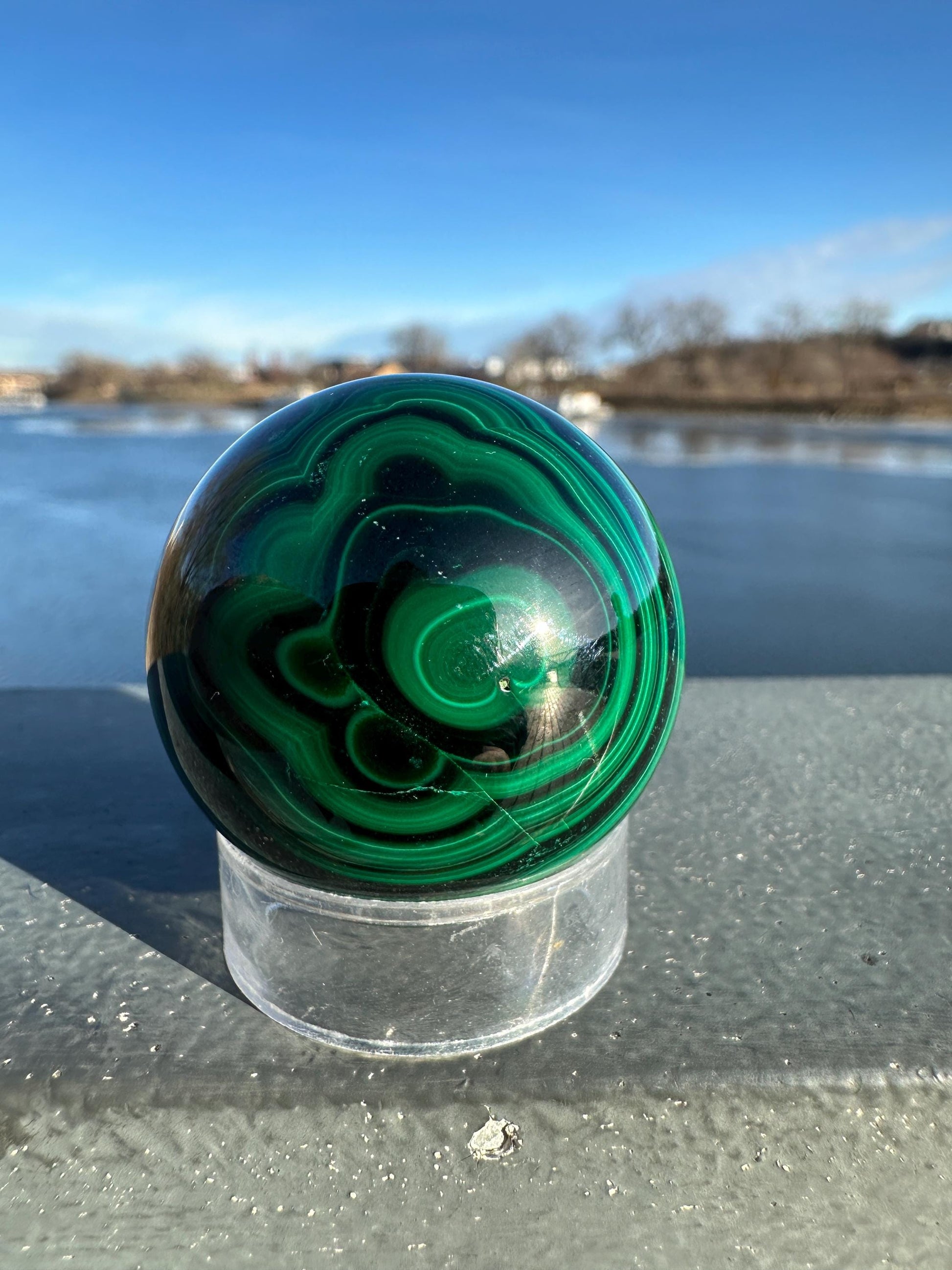 38mm Malachite Sphere With Eye