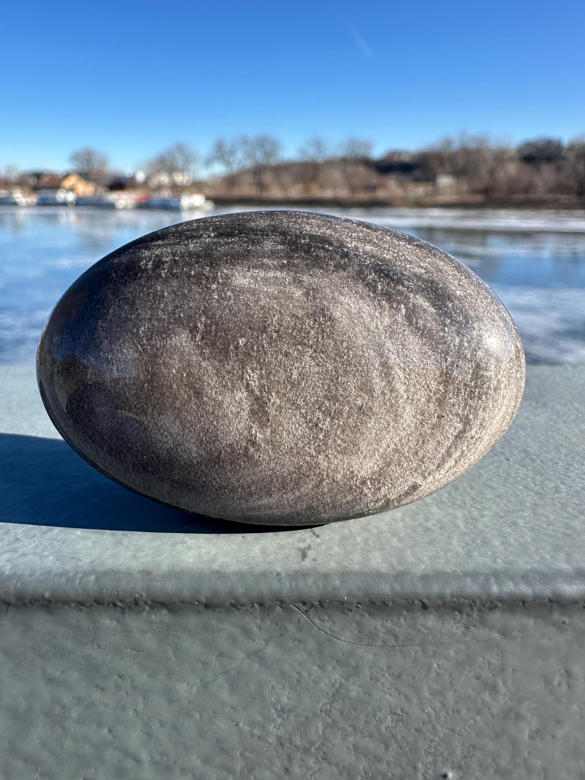 Silver Sheen Obsidian Palm Stone from Mexico