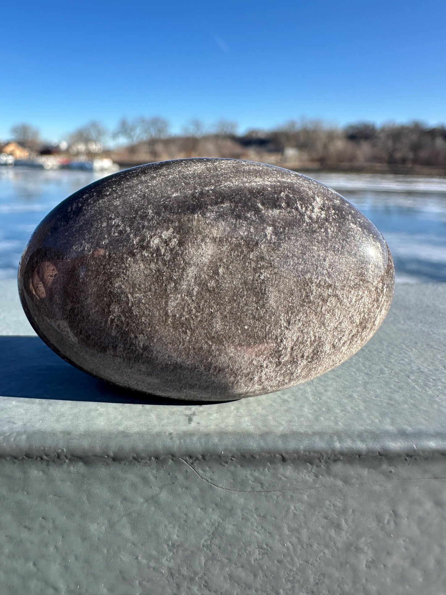 Silver Sheen Obsidian Palm Stone from Mexico