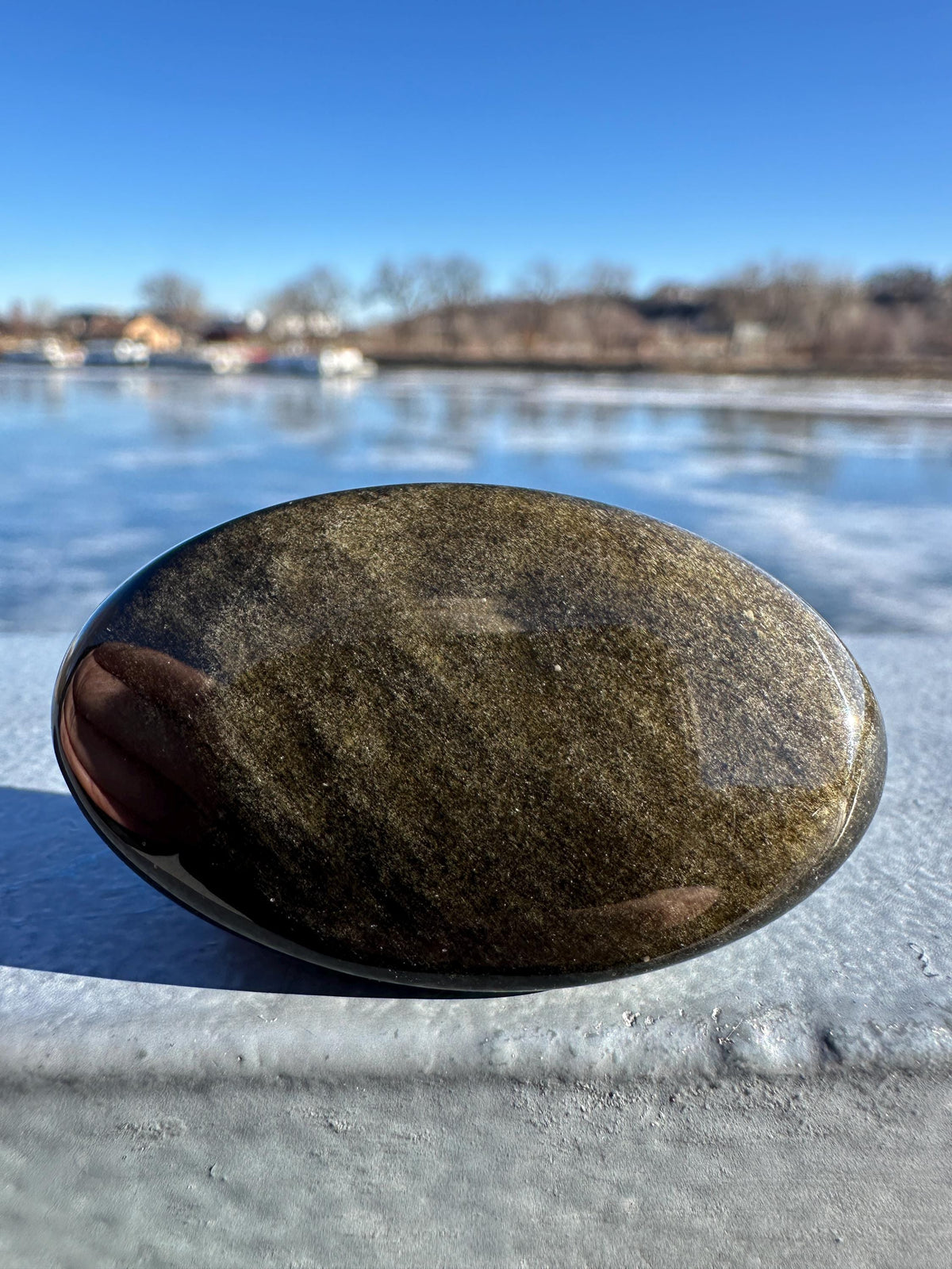 Gold Sheen Obsidian Palm Stone from Mexico