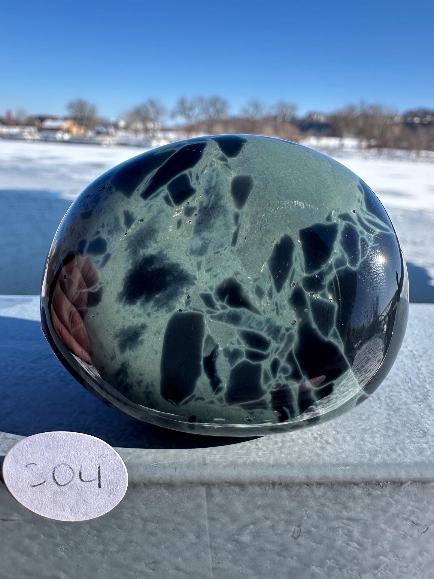 Spider Web Obsidian Palm Stone from Mexico