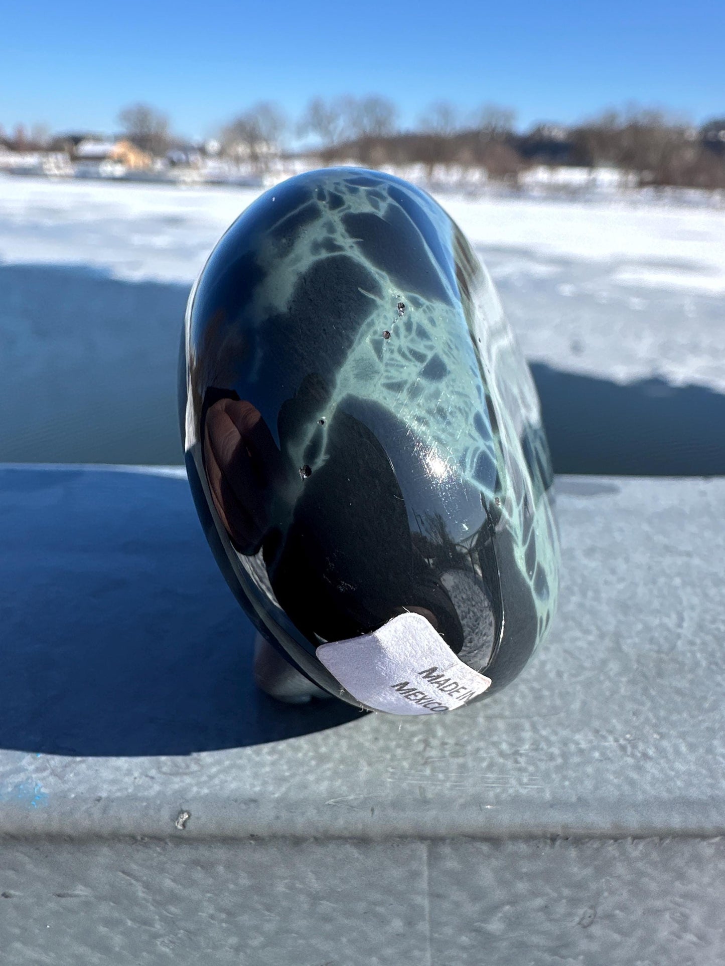 Spider Web Obsidian Palm Stone from Mexico