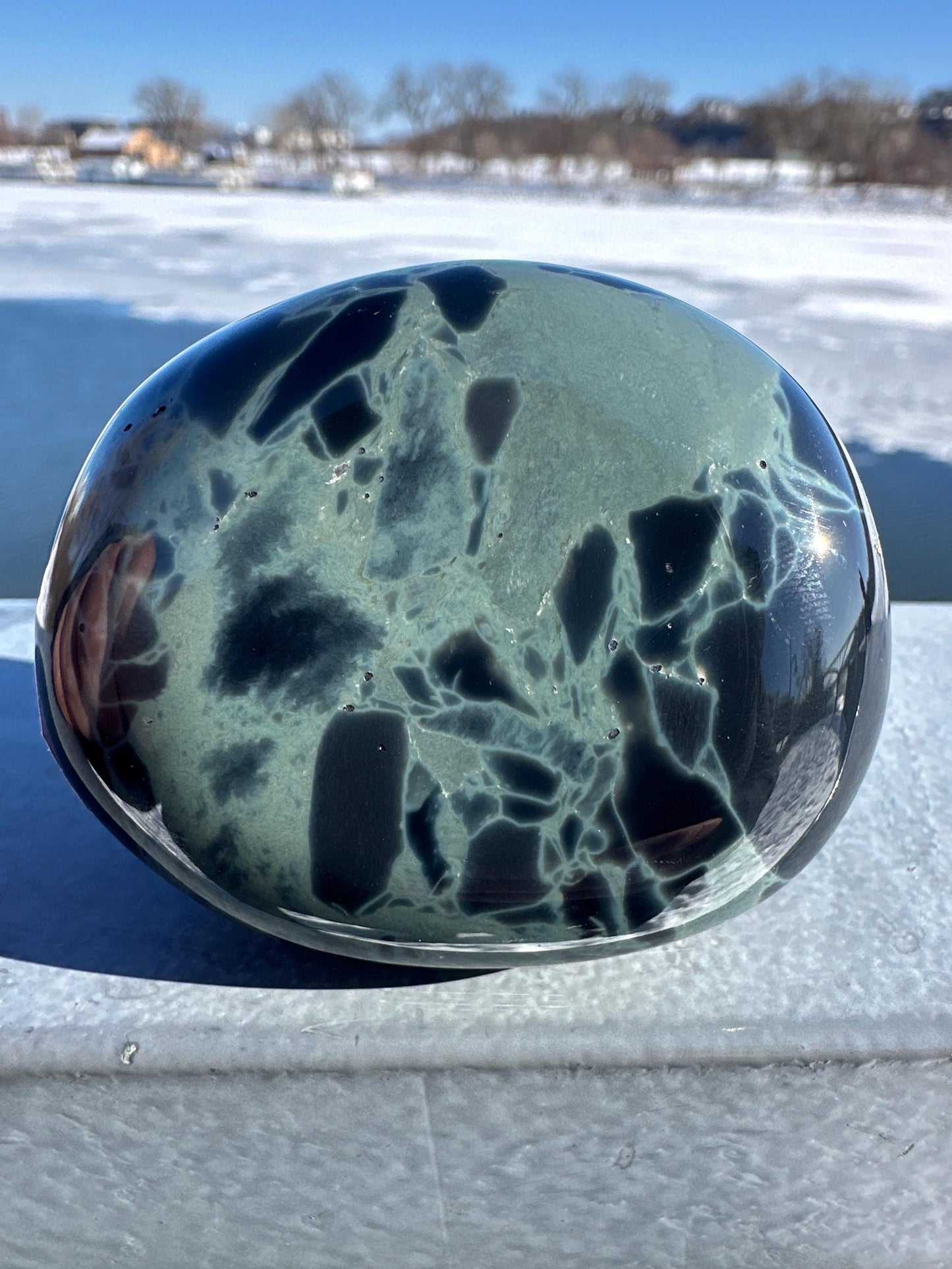 Spider Web Obsidian Palm Stone from Mexico