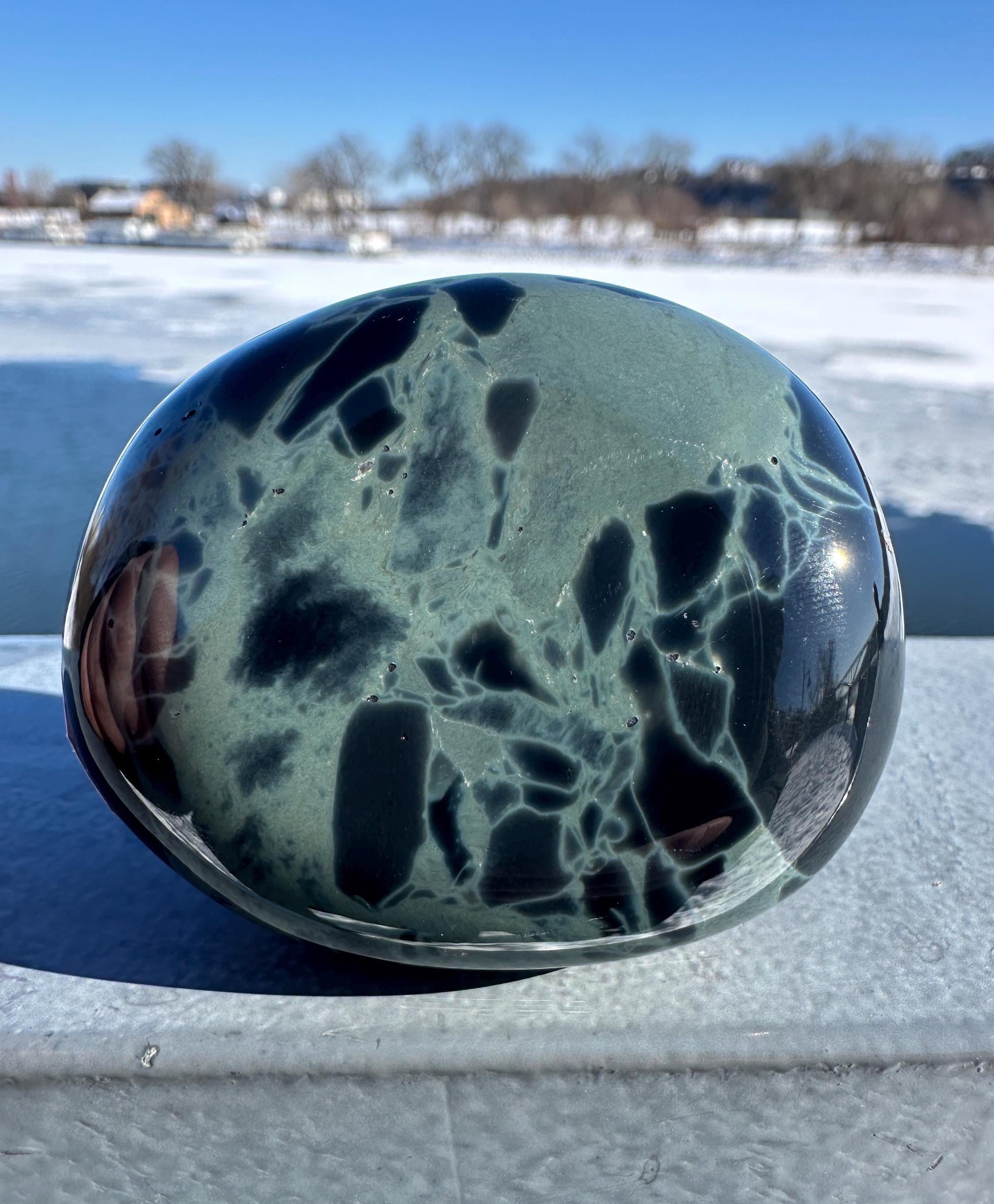 Spider Web Obsidian Palm Stone from Mexico