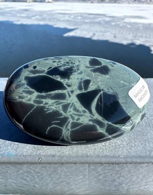 Spider Web Obsidian Palm Stone from Mexico