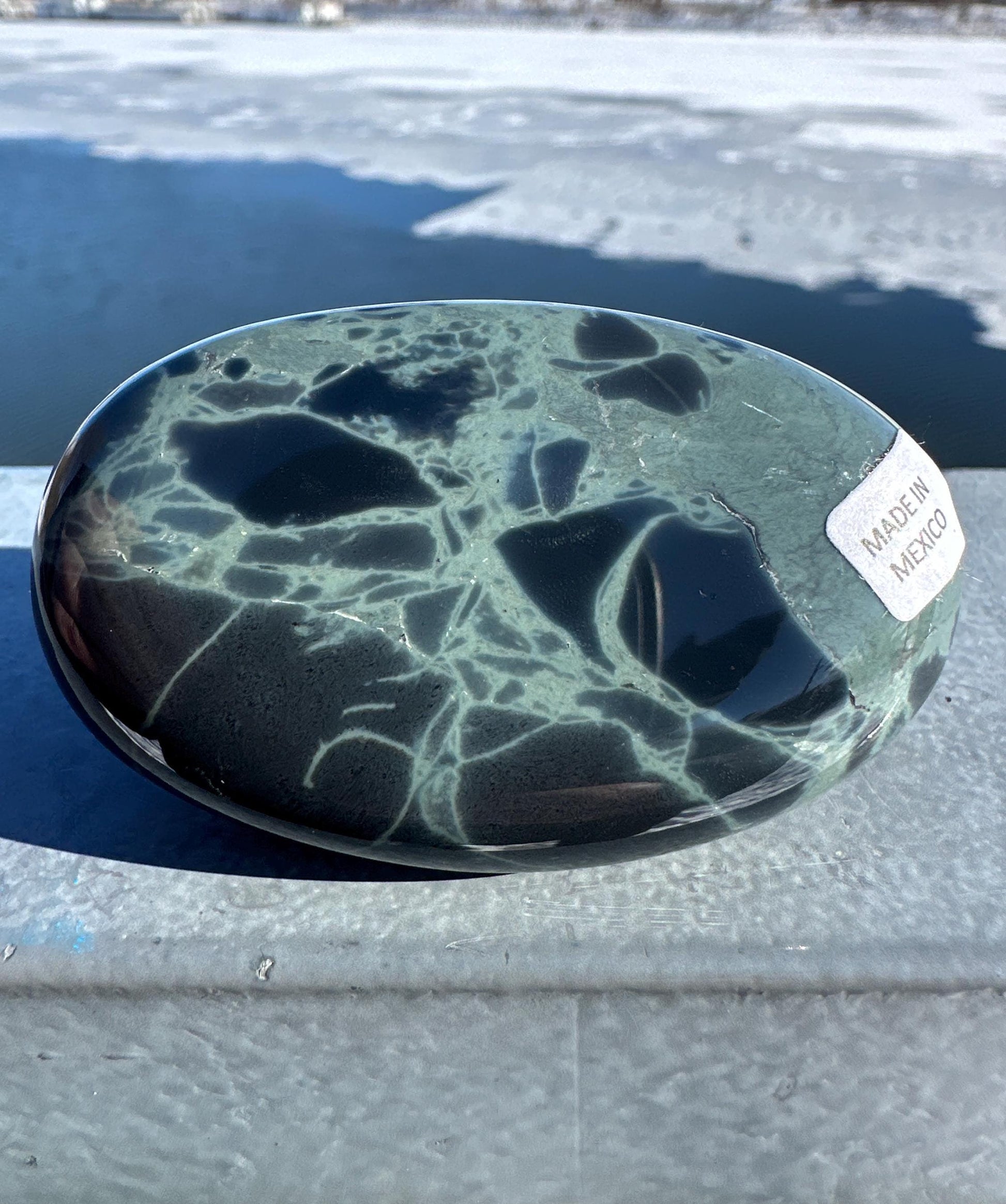 Spider Web Obsidian Palm Stone from Mexico