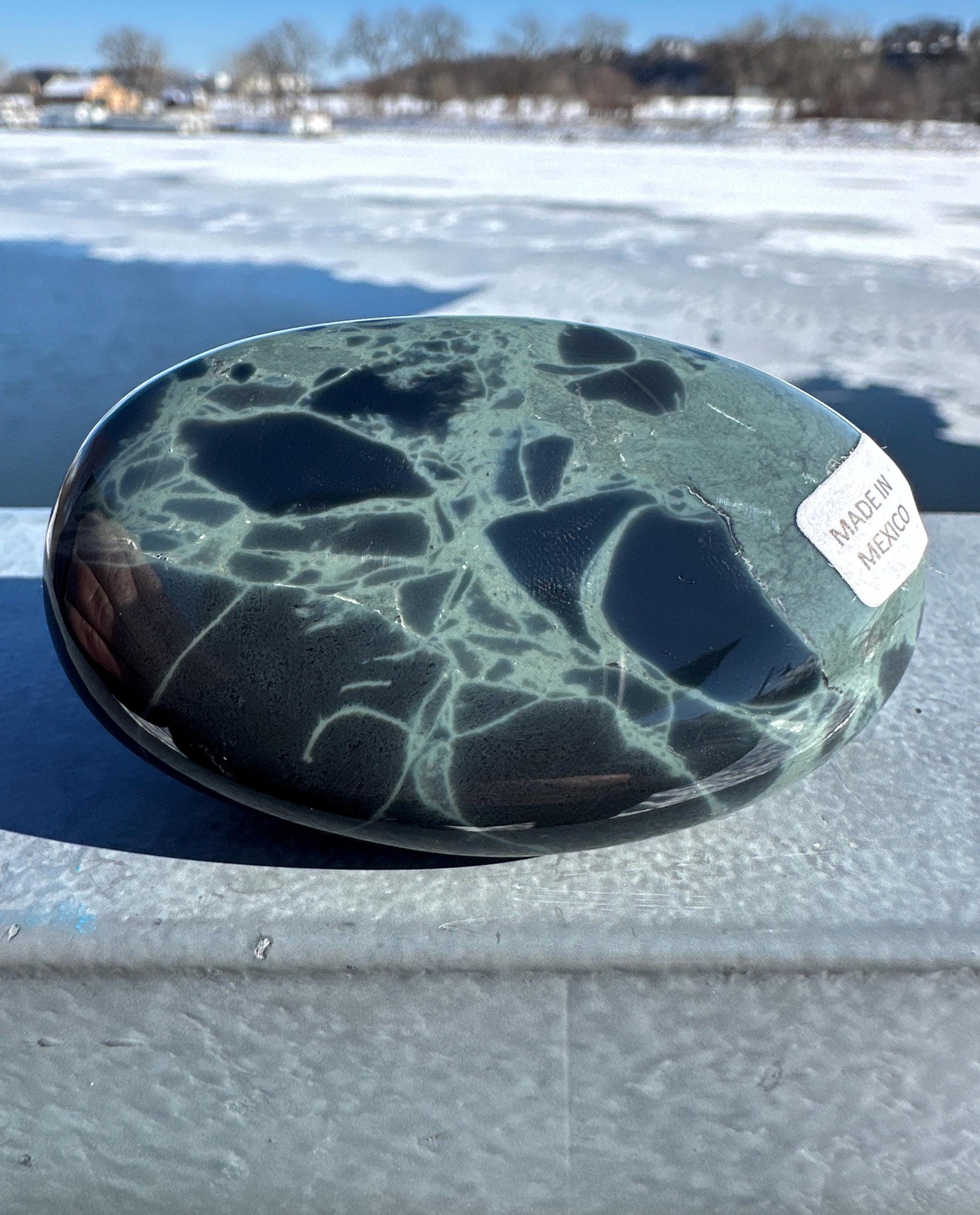 Spider Web Obsidian Palm Stone from Mexico