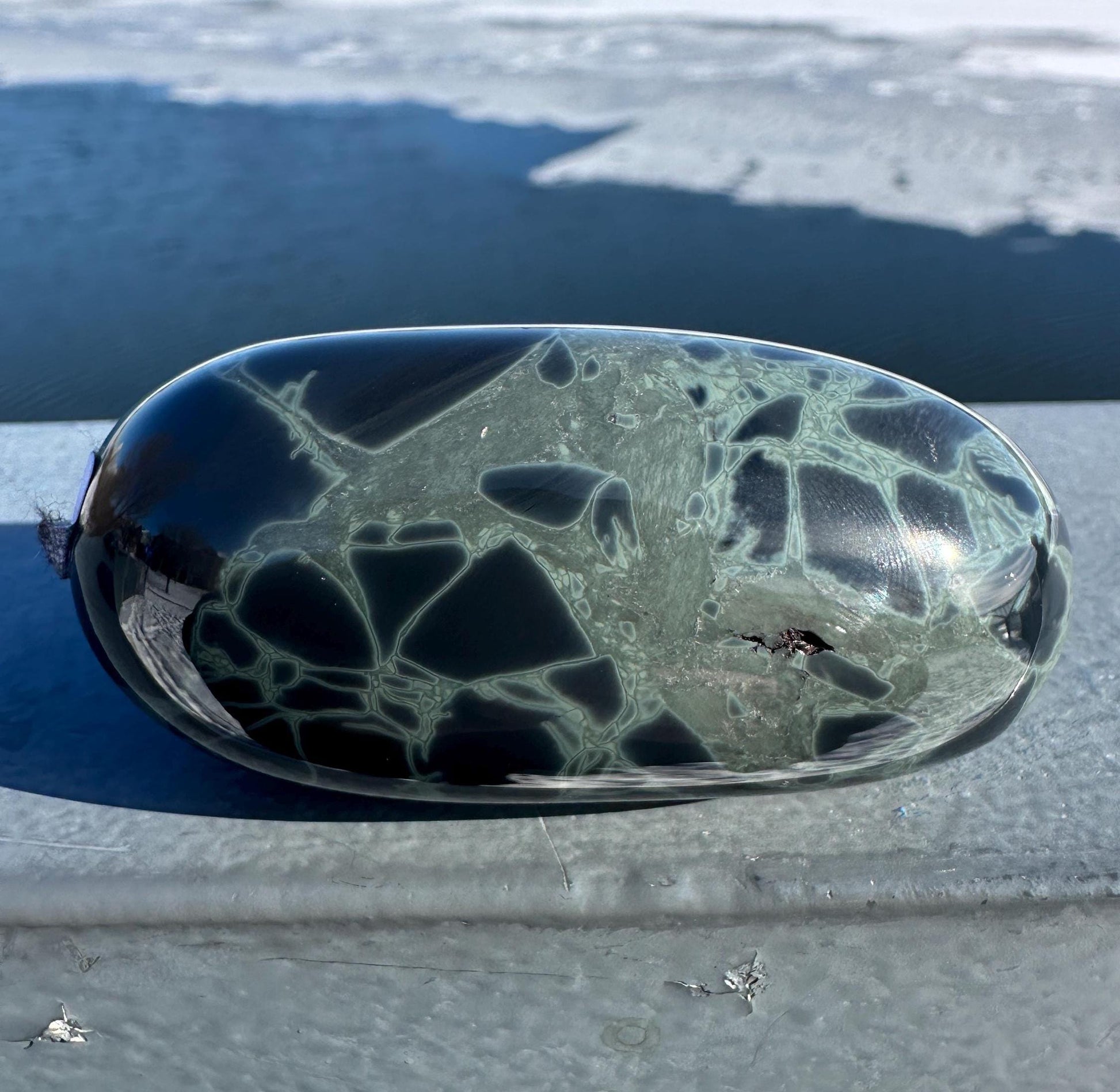 Spider Web Obsidian Palm Stone from Mexico