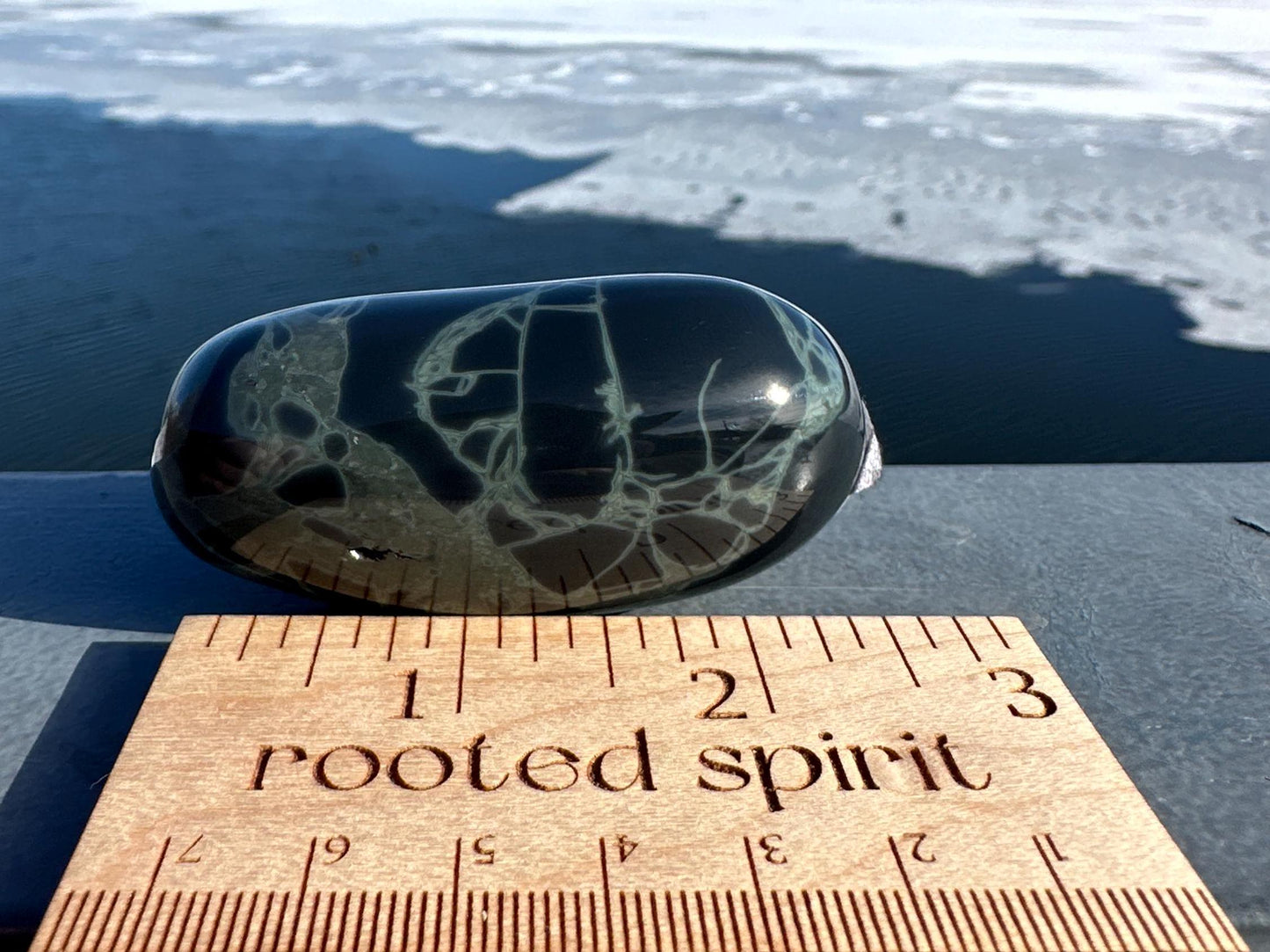 Spider Web Obsidian Palm Stone from Mexico