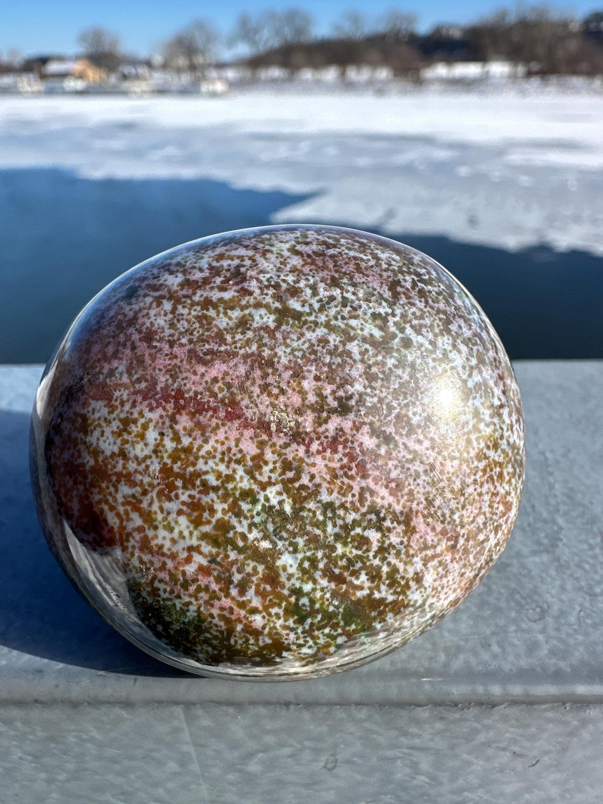 Rainbow Ocean Jasper Palm Stone | Ocean Jasper | Ocean Jasper Palm Stone | Ocean Jasper Sphere Active