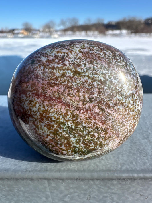 Rainbow Ocean Jasper Palm Stone | Ocean Jasper | Ocean Jasper Palm Stone | Ocean Jasper Sphere Active