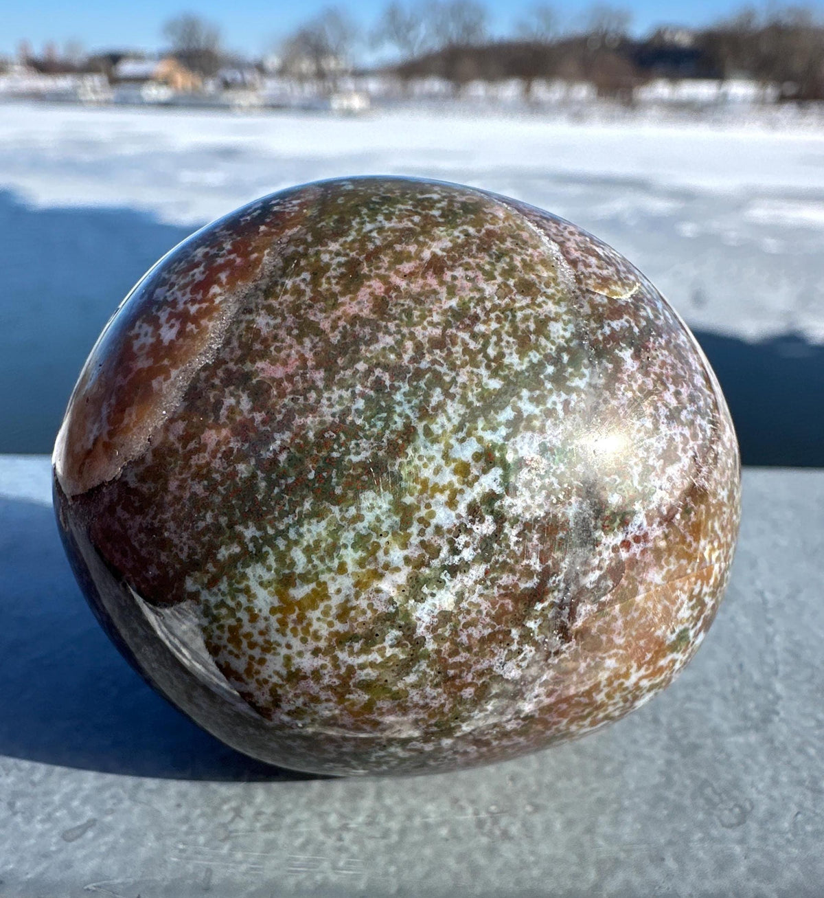 Rainbow Ocean Jasper Palm Stone | Ocean Jasper | Ocean Jasper Palm Stone | Ocean Jasper Sphere Active