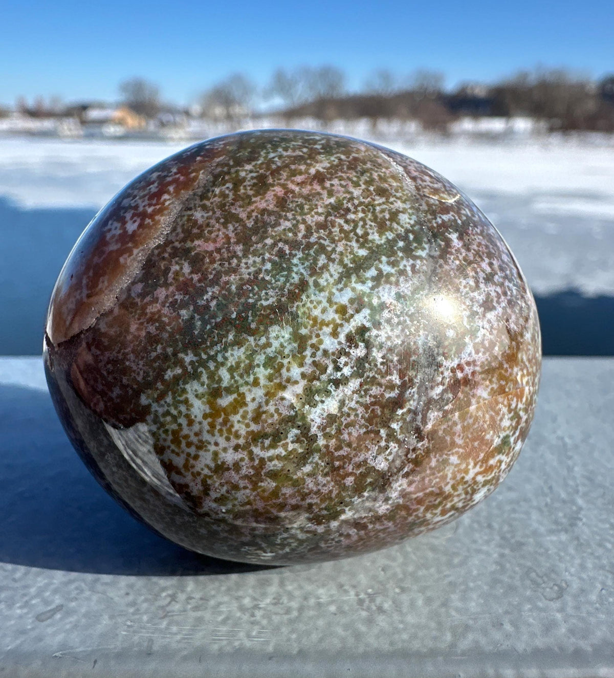 Rainbow Ocean Jasper Palm Stone | Ocean Jasper | Ocean Jasper Palm Stone | Ocean Jasper Sphere Active