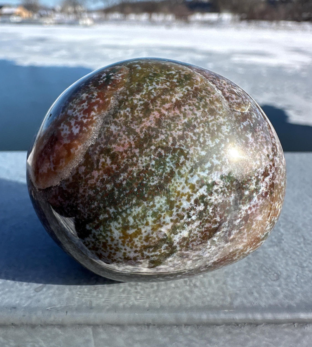Rainbow Ocean Jasper Palm Stone | Ocean Jasper | Ocean Jasper Palm Stone | Ocean Jasper Sphere Active