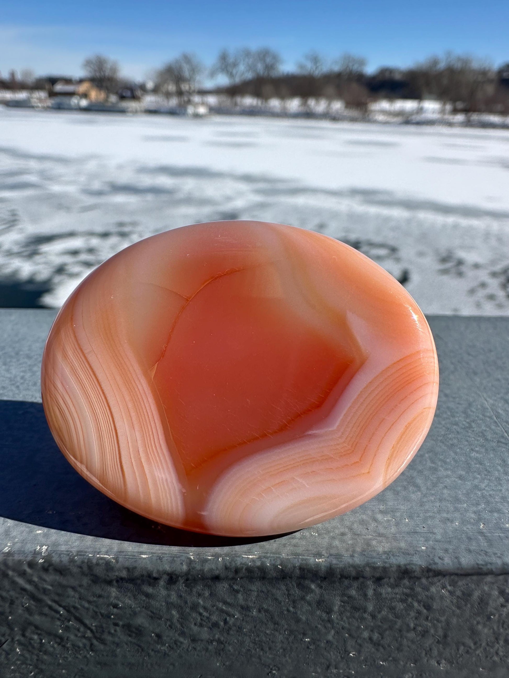 Stunning Carnelian Polished Worry Stone Carving