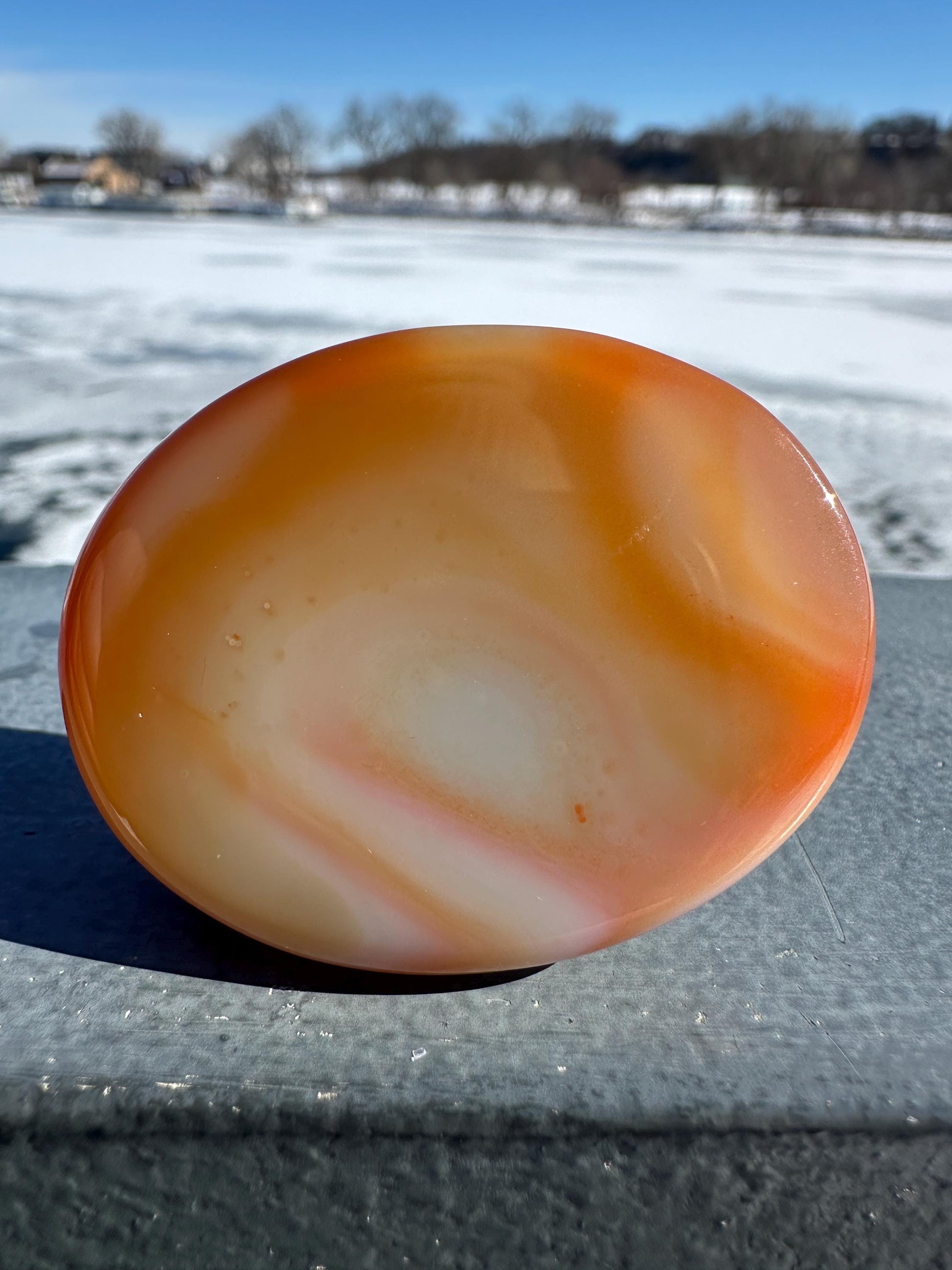 Stunning Carnelian Polished Worry Stone Carving